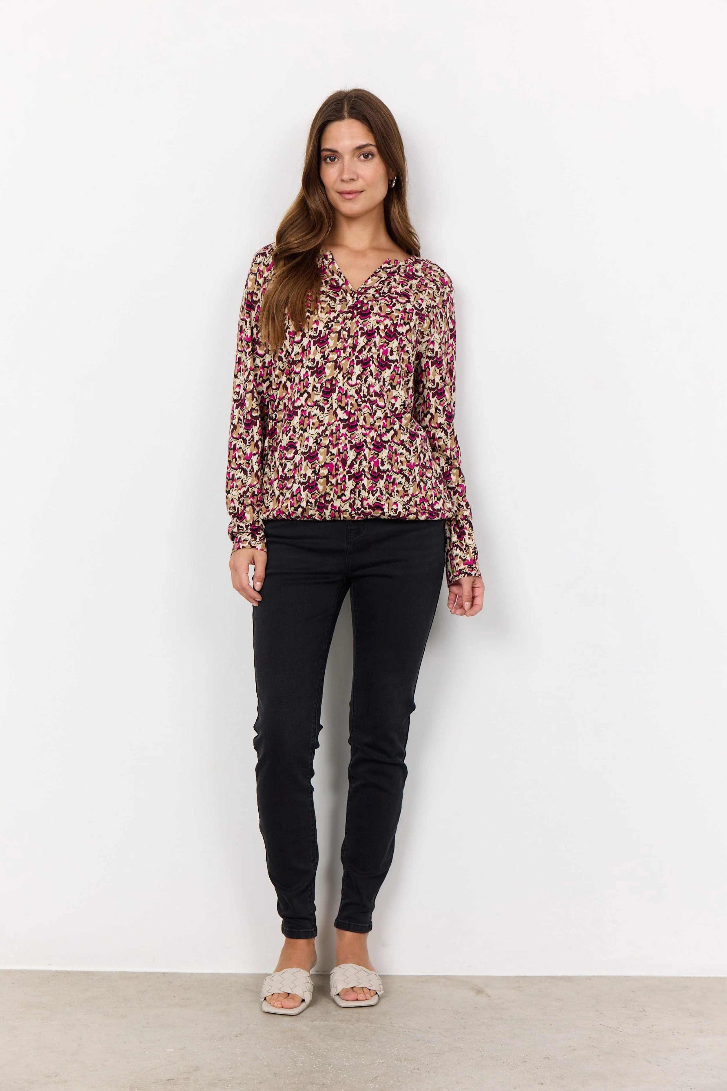 Felicity Printed Jersey Top - Fuchsia Combi - Image 3