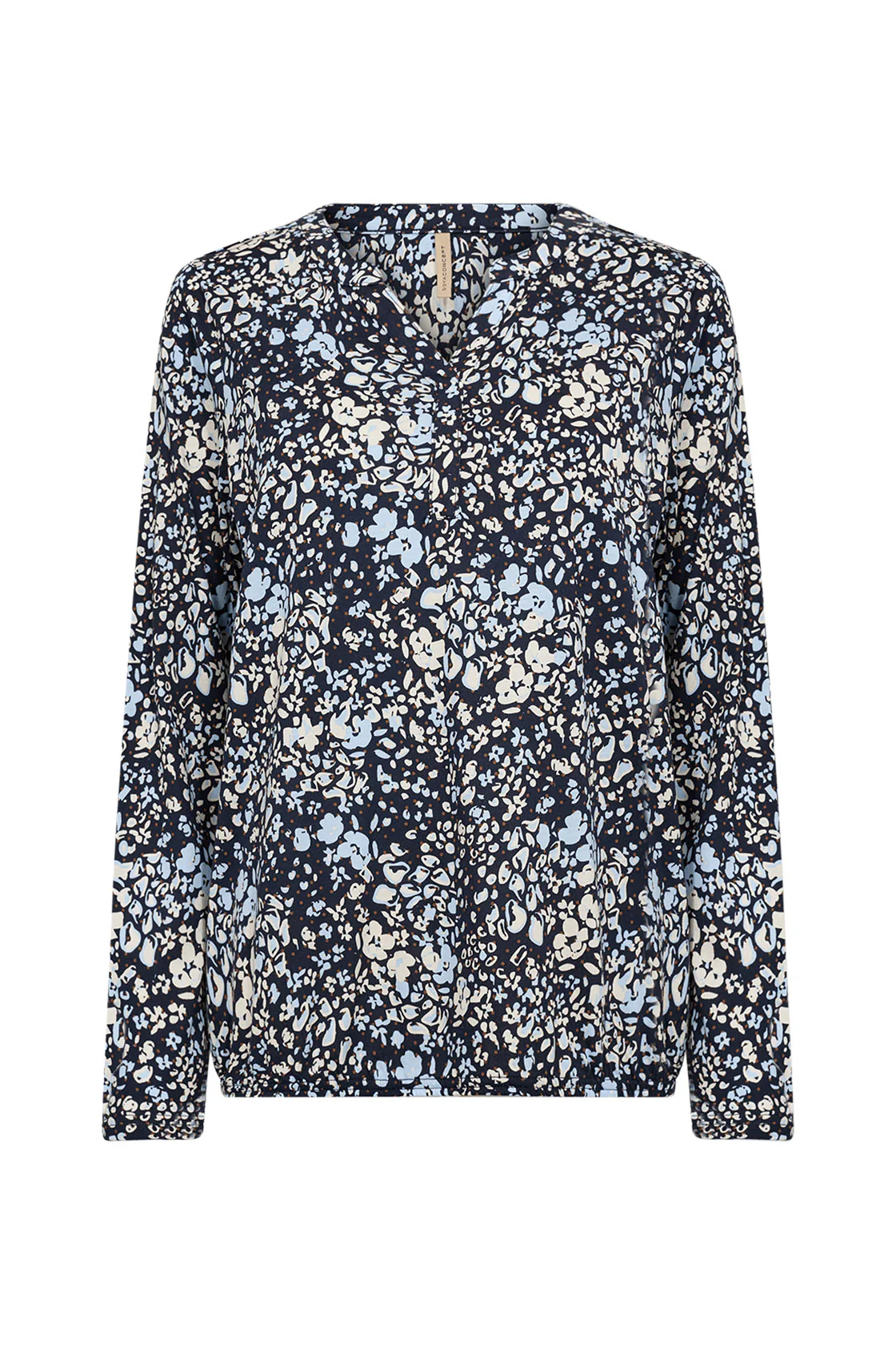 Felicity Printed Jersey Top - Navy Combi