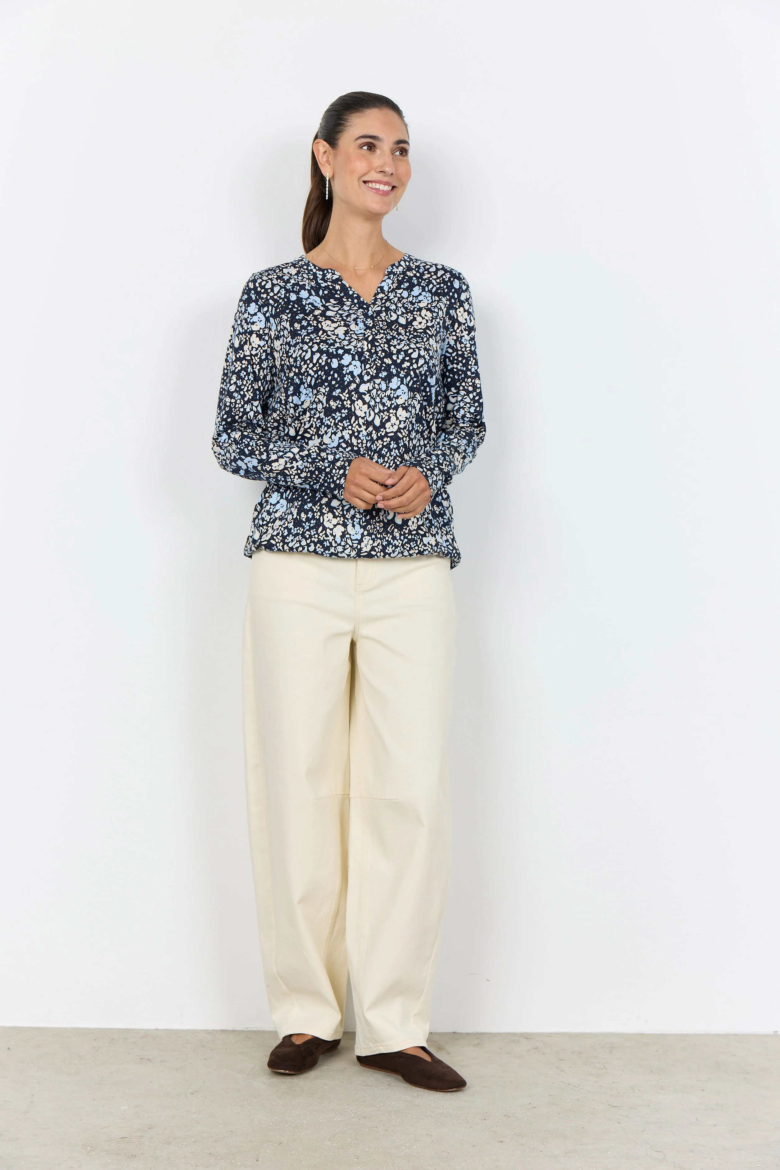 Felicity Printed Jersey Top - Navy Combi - Image 3