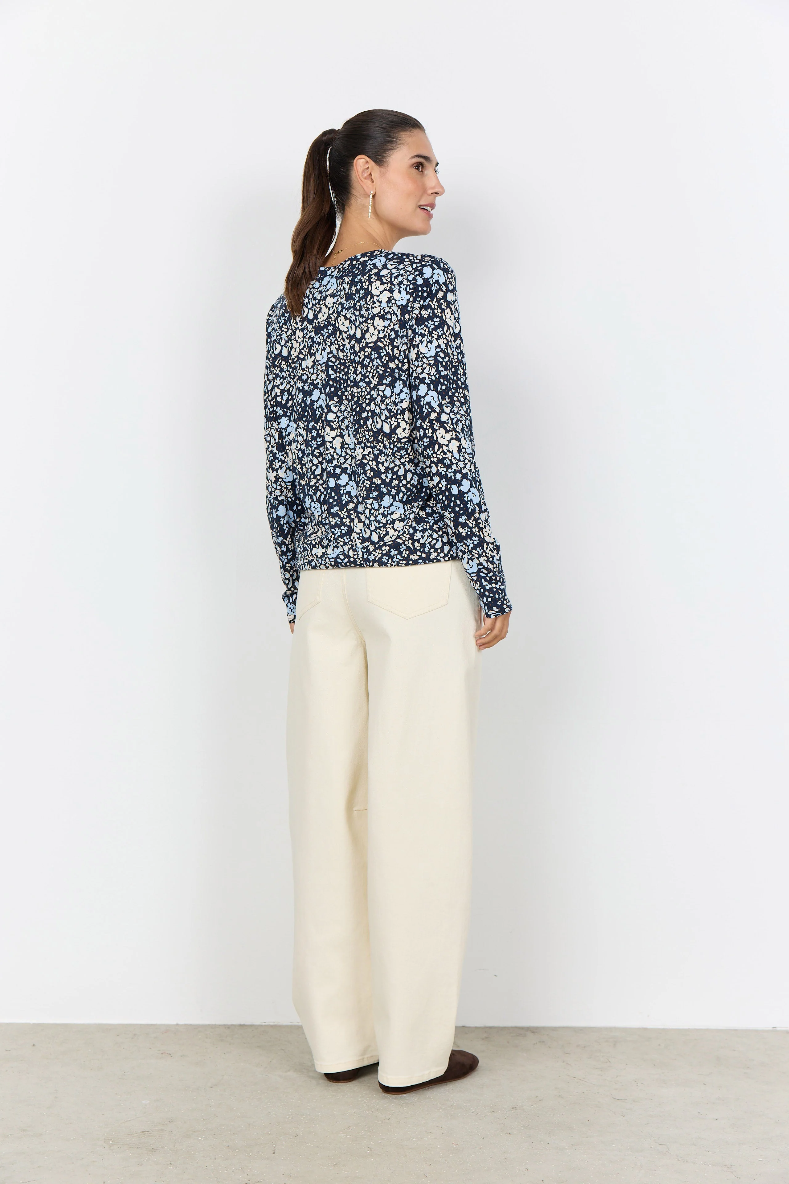 Felicity Printed Jersey Top - Navy Combi - Image 4