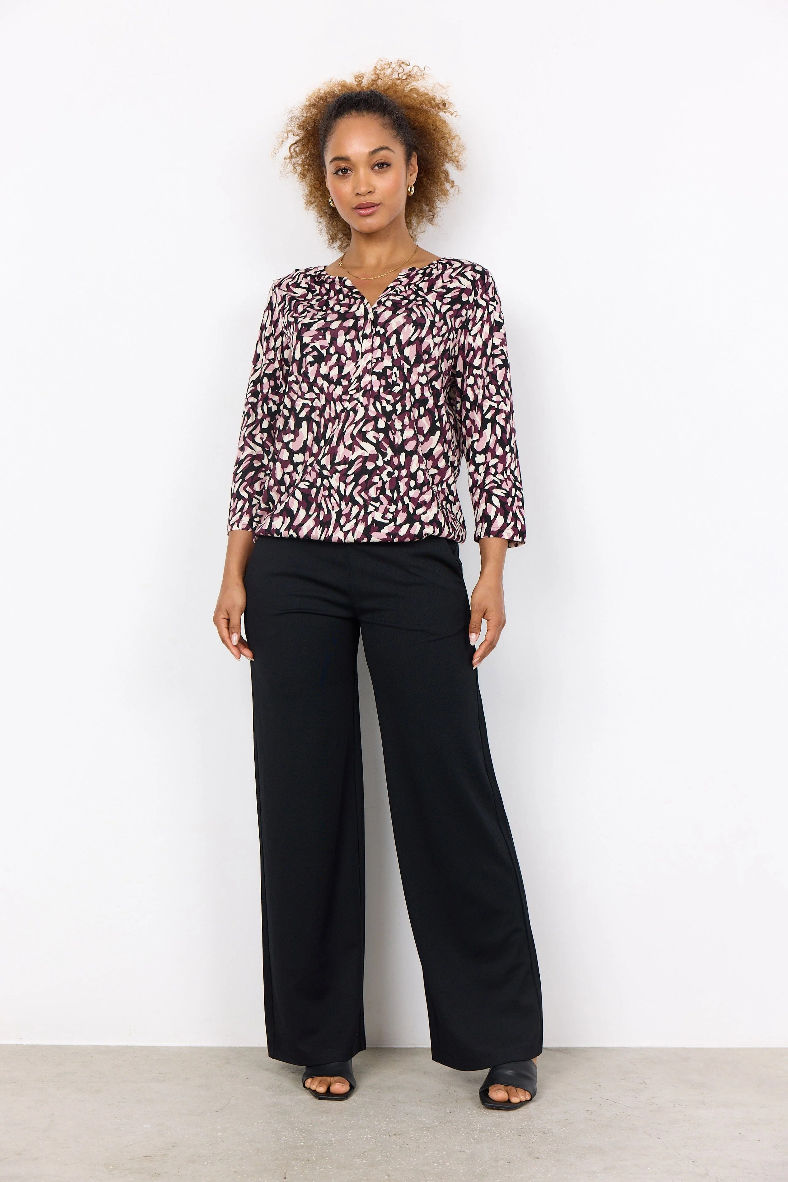 Felicity Printed Jersey Top - Wine Combi - Image 2