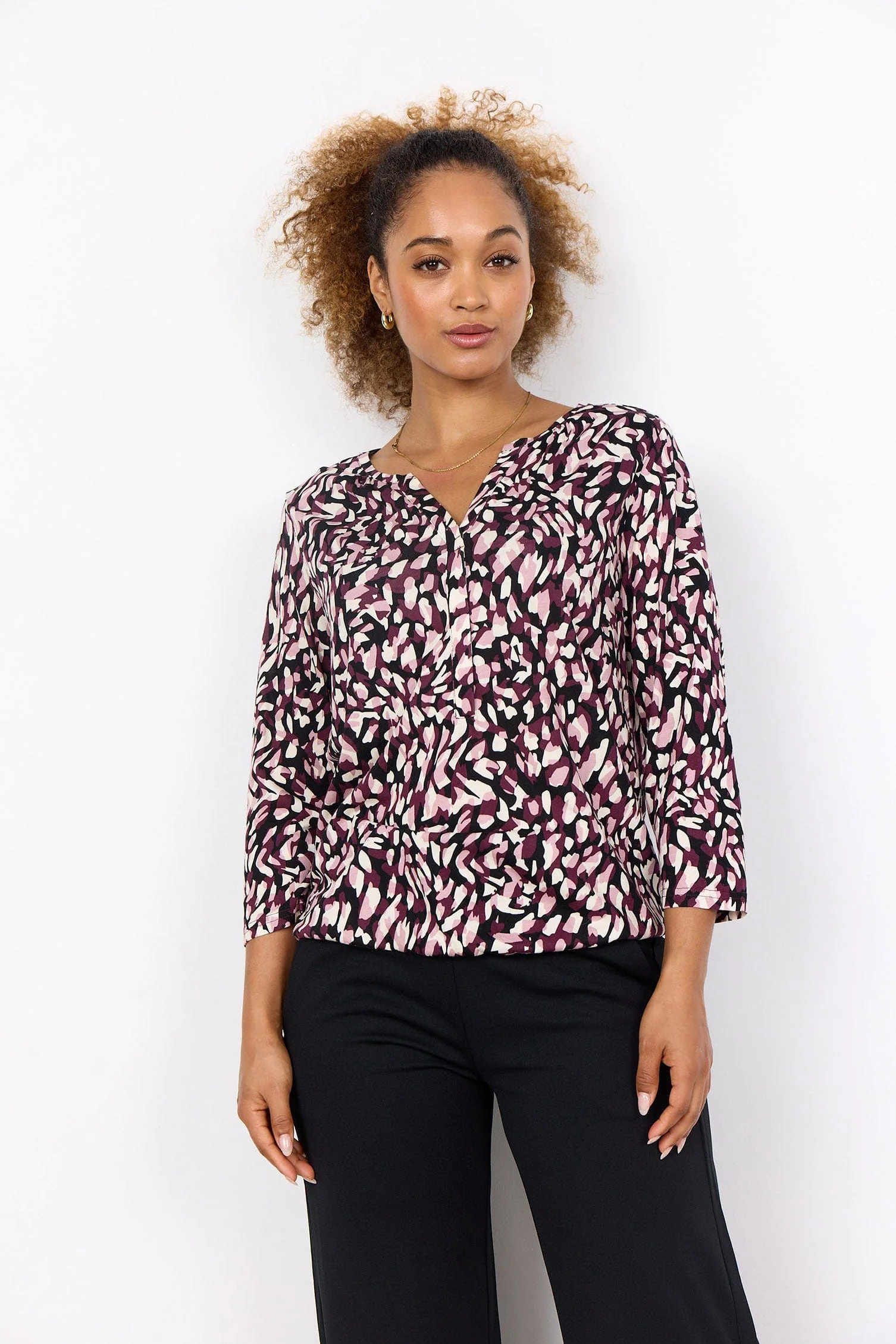 Felicity Printed Jersey Top - Wine Combi - Image 4