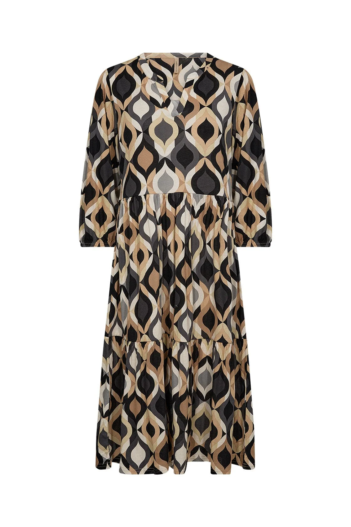 Felicity Printed Midi Jersey Dress - Black Combi