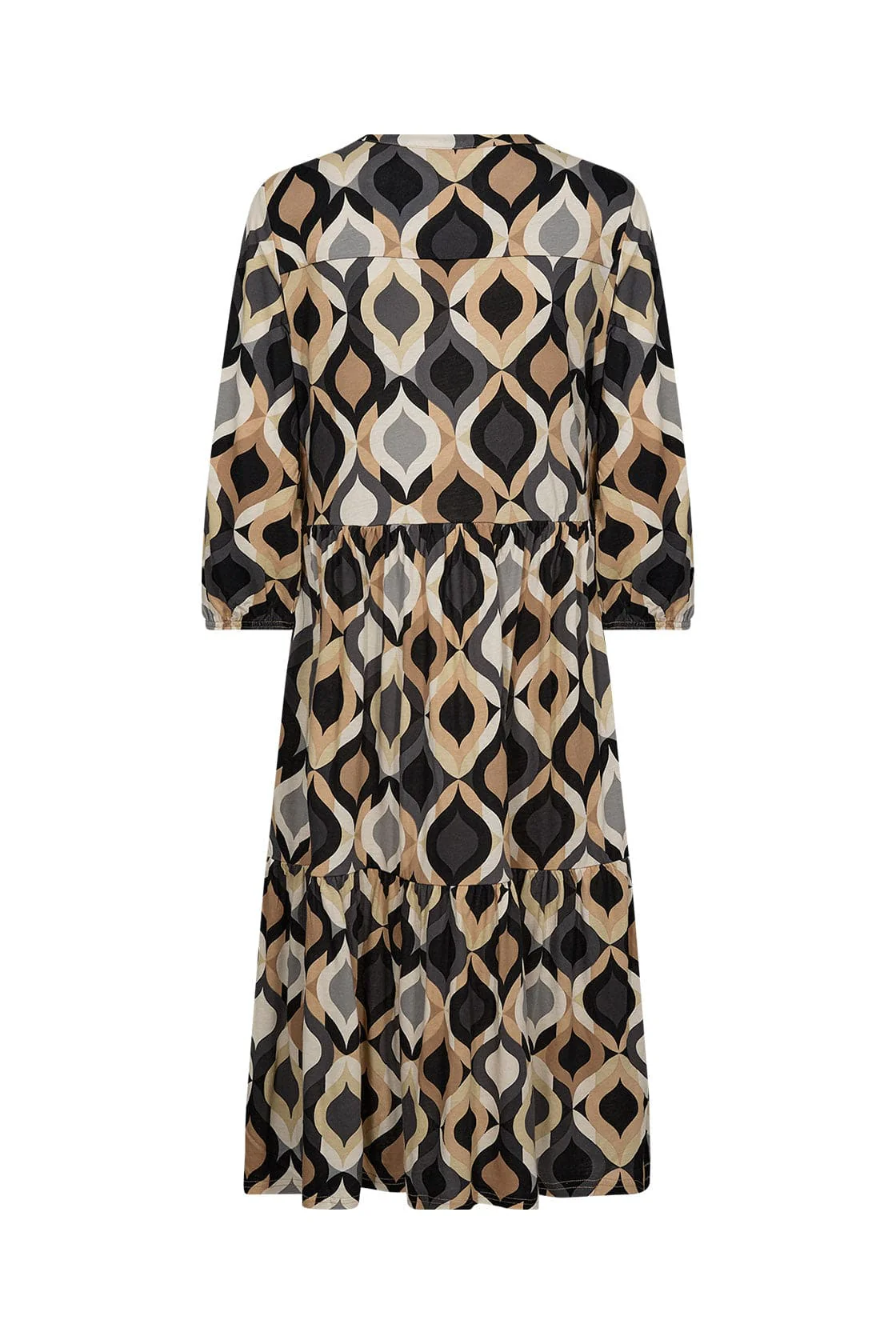 Felicity Printed Midi Jersey Dress - Black Combi - Image 5