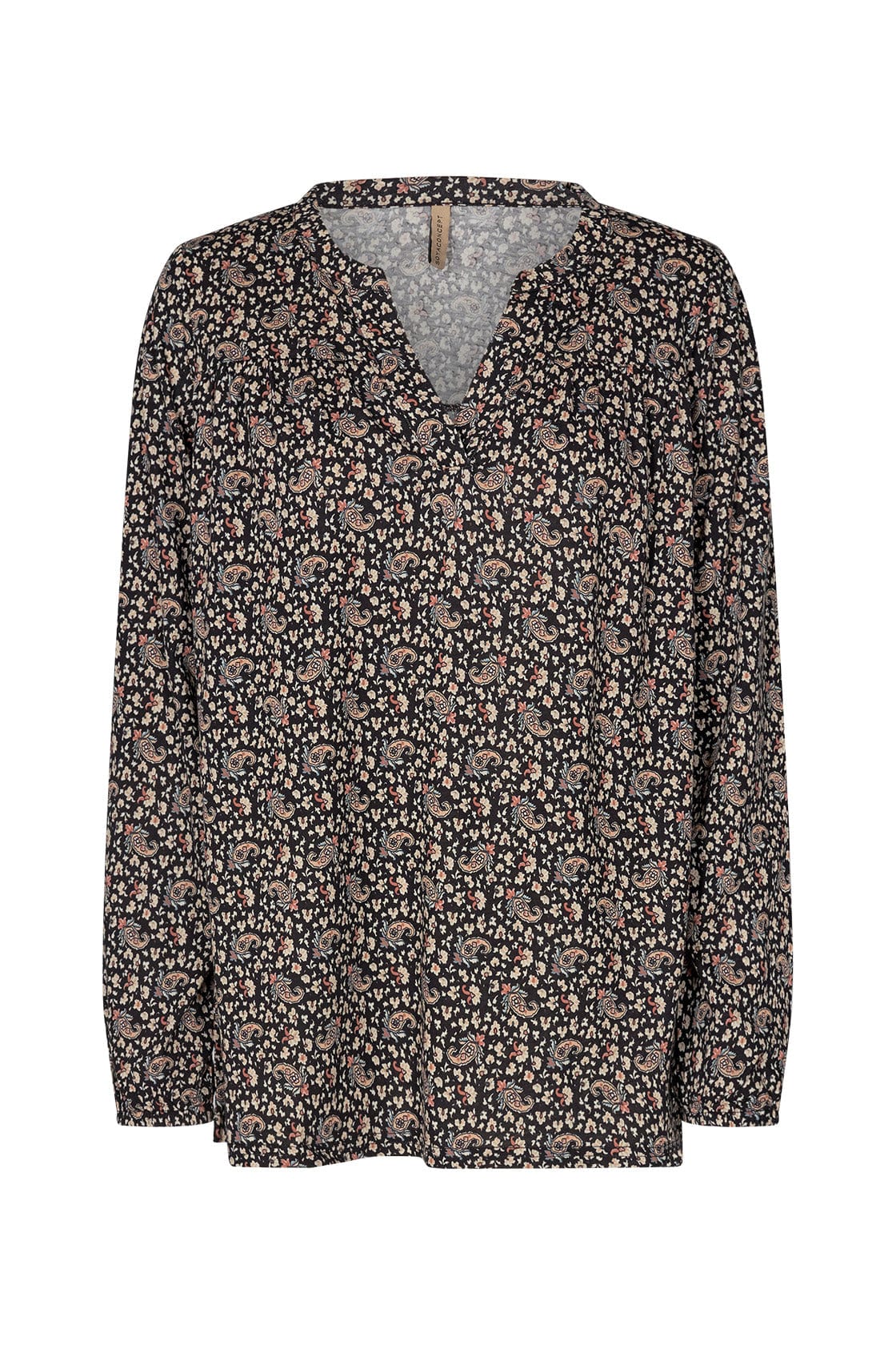Felicity Printed Notch Neck Blouse - Black Combi