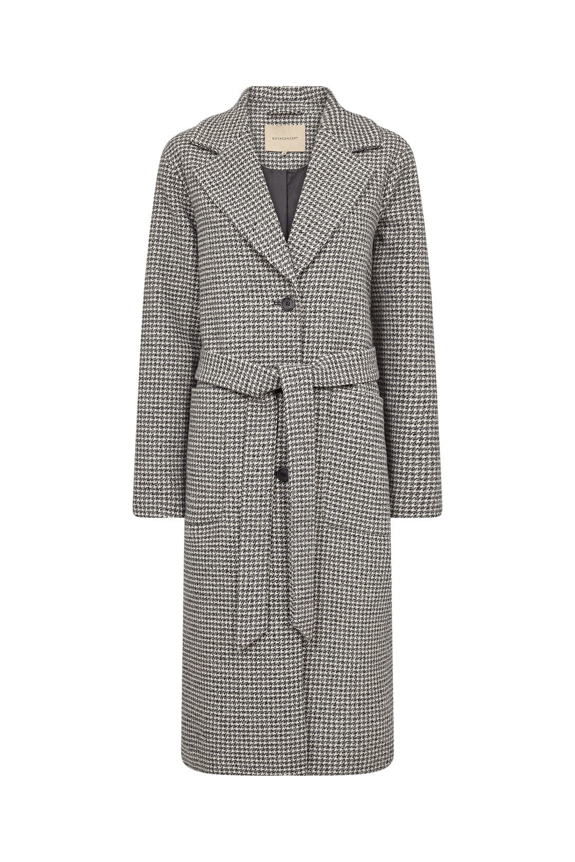 Felisia Wool Blend Houndstooth Coat - Black Combi