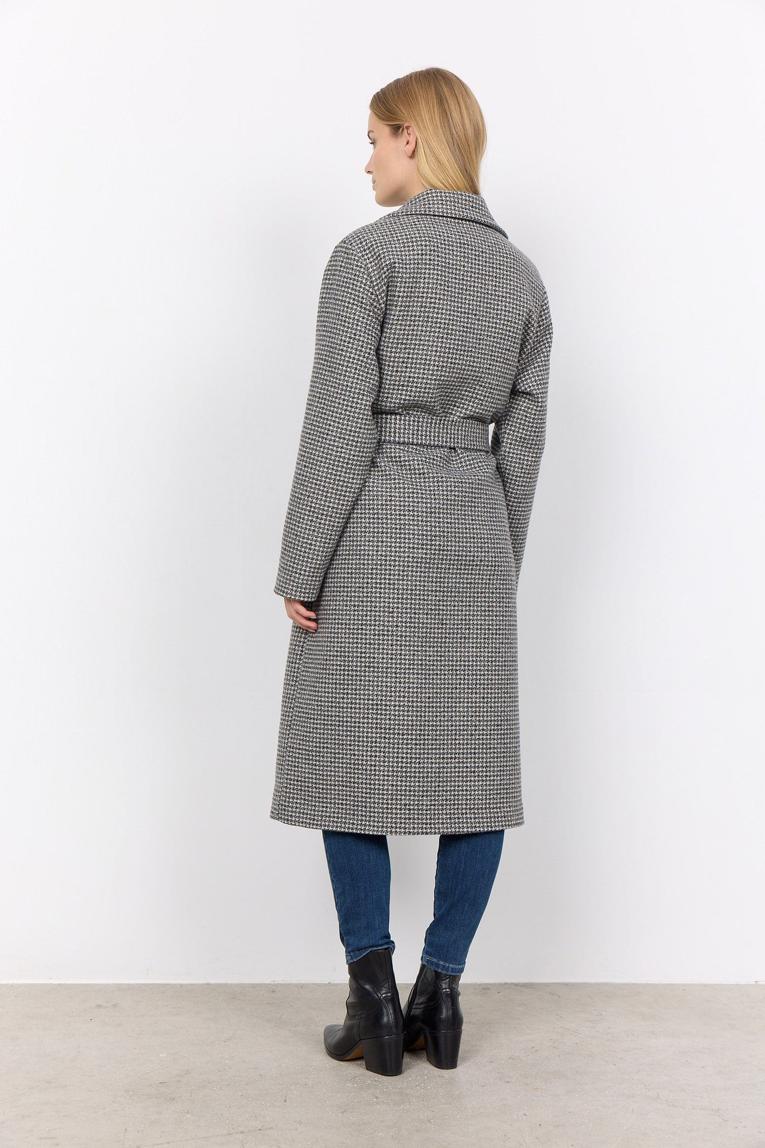 Felisia Wool Blend Houndstooth Coat - Black Combi - Image 4