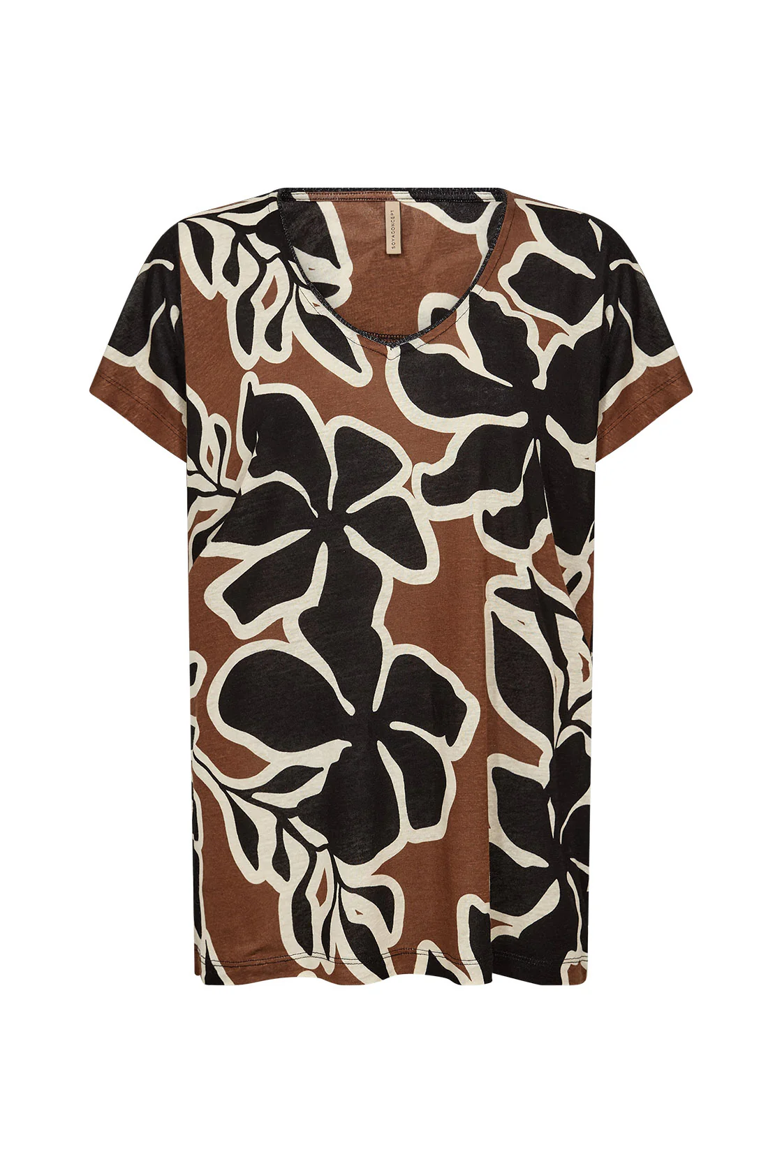 Fiola Linen Blend T-Shirt- Toffee Combi