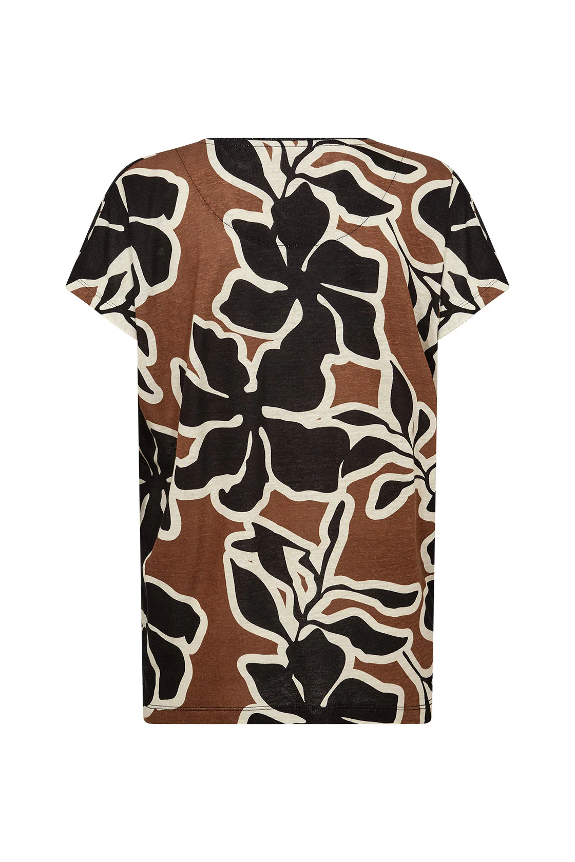 Fiola Linen Blend T-Shirt- Toffee Combi - Image 5