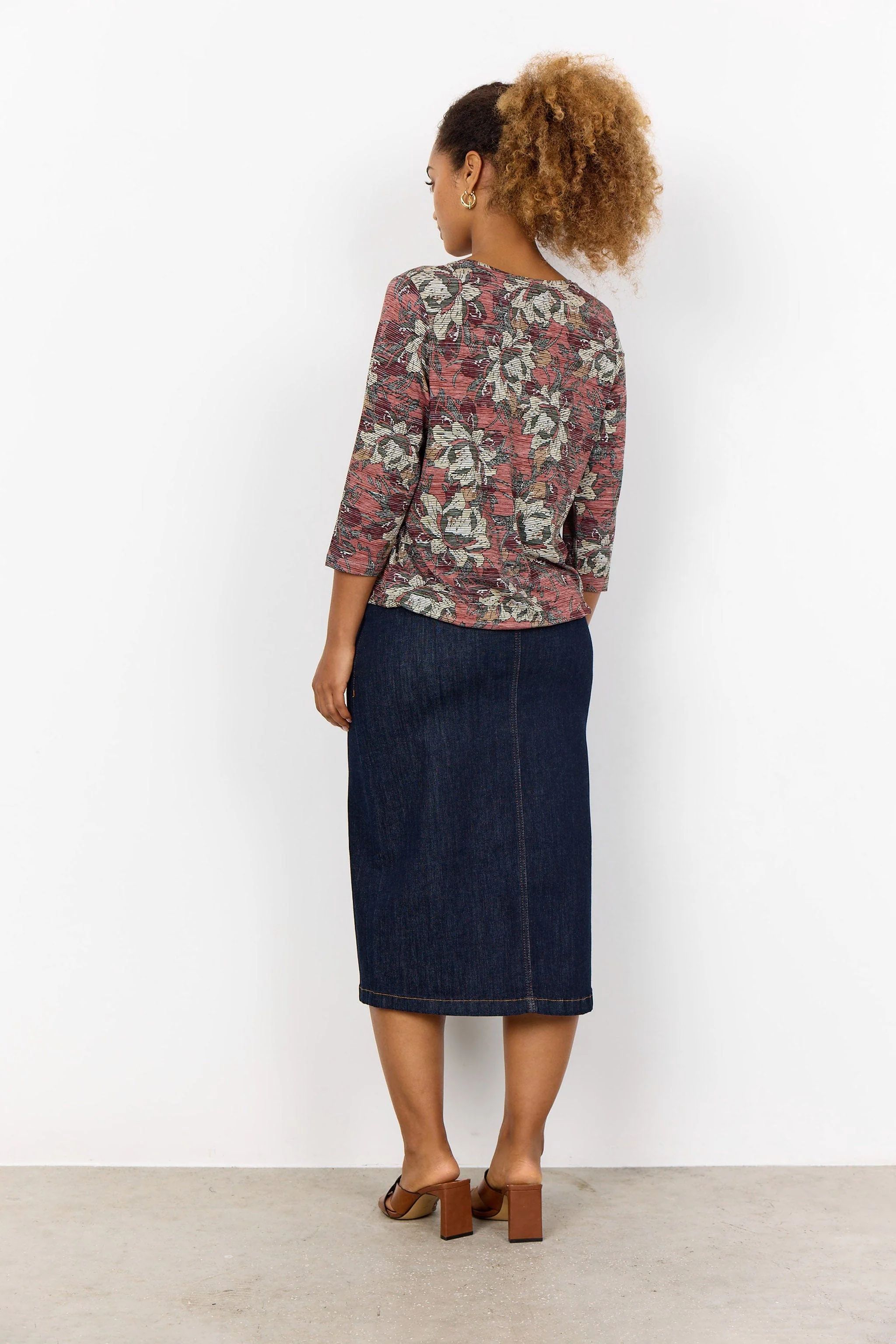 Galina Printed 3/4 Sleeve T-Shirt - Blush Combi - Image 4