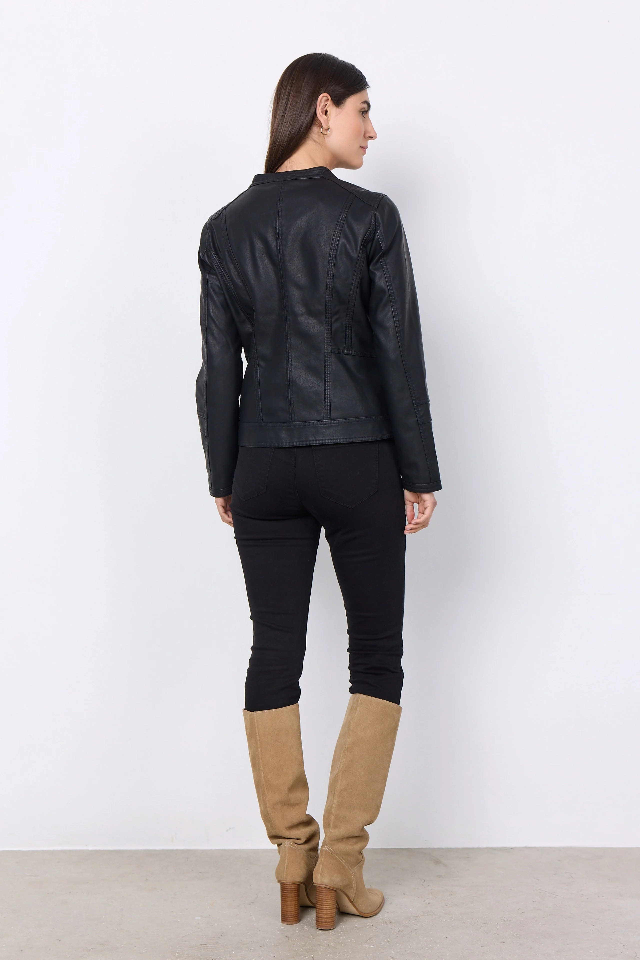 Gunilla Faux Leather Jacket - Black - Image 3