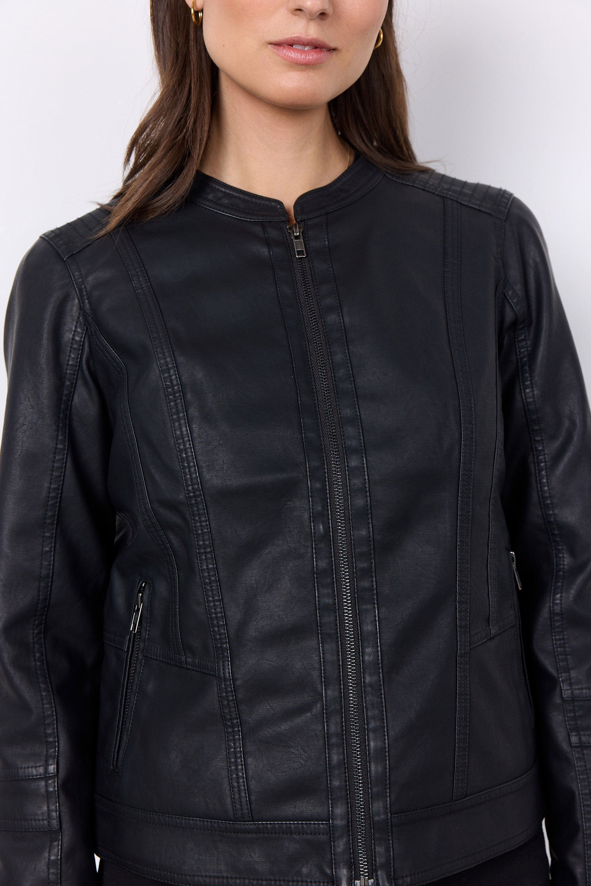 Gunilla Faux Leather Jacket - Black - Image 5