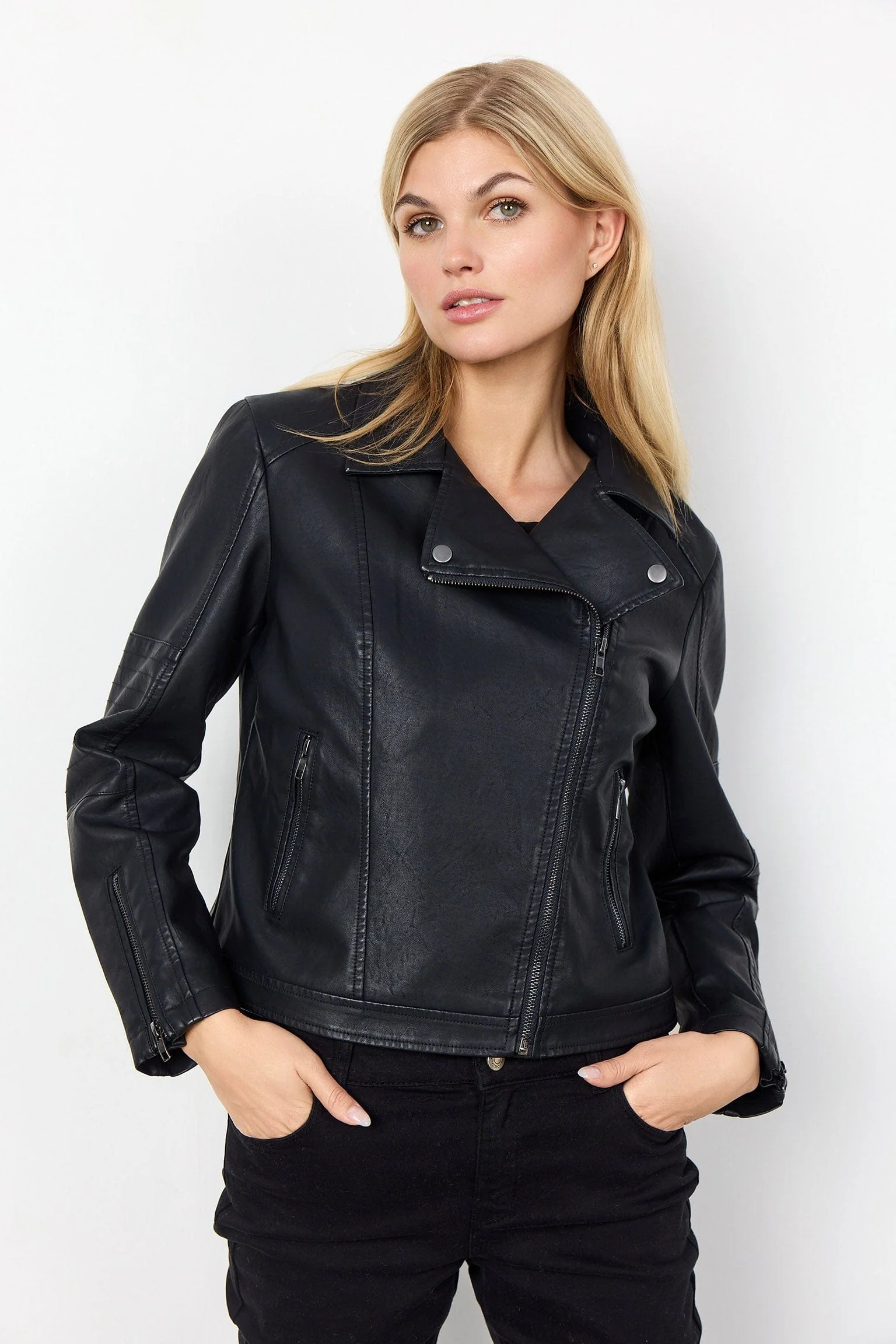 Gunilla Faux Leather Jacket - Black - Image 6