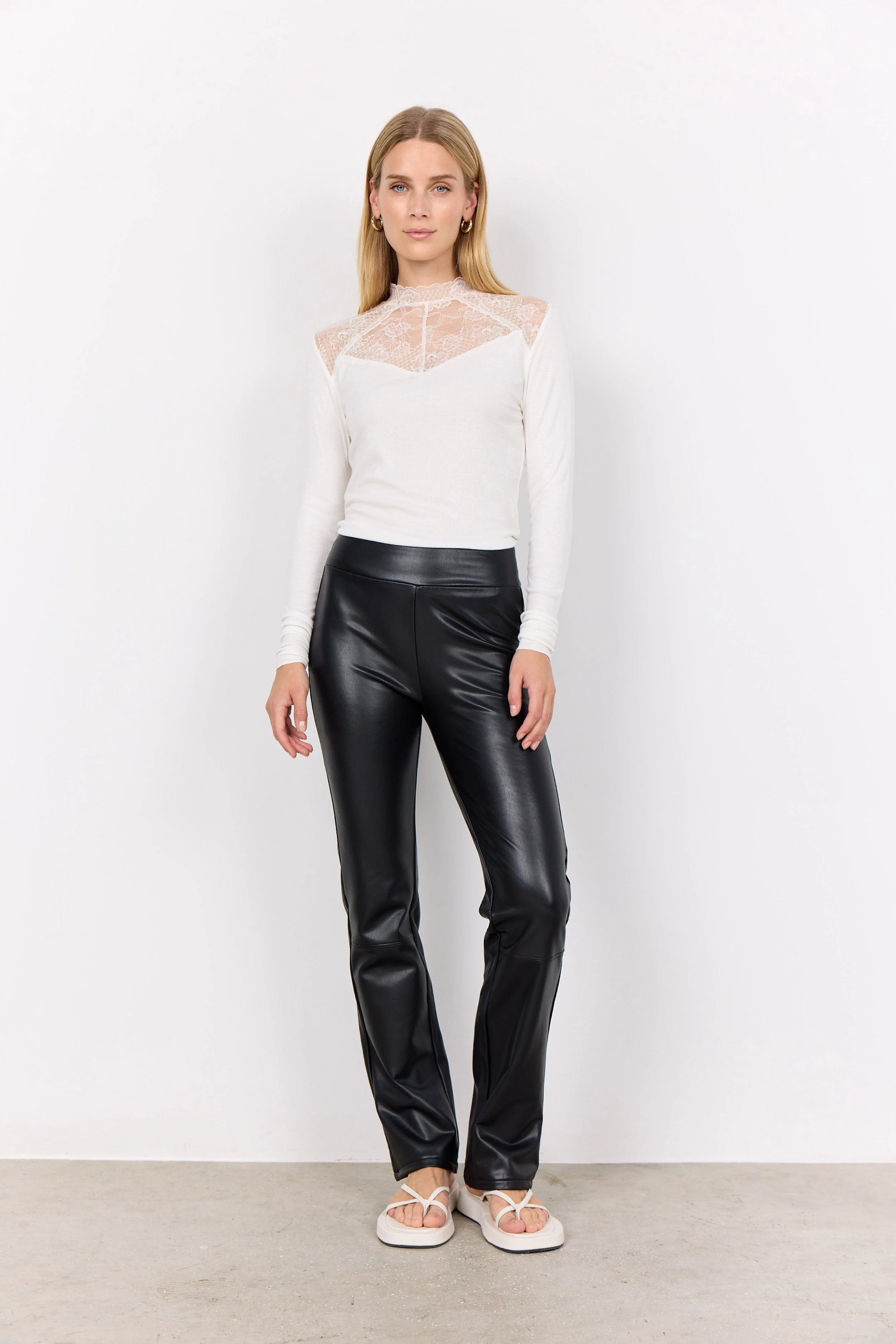Haida Leather Look Trousers - Black - Image 4