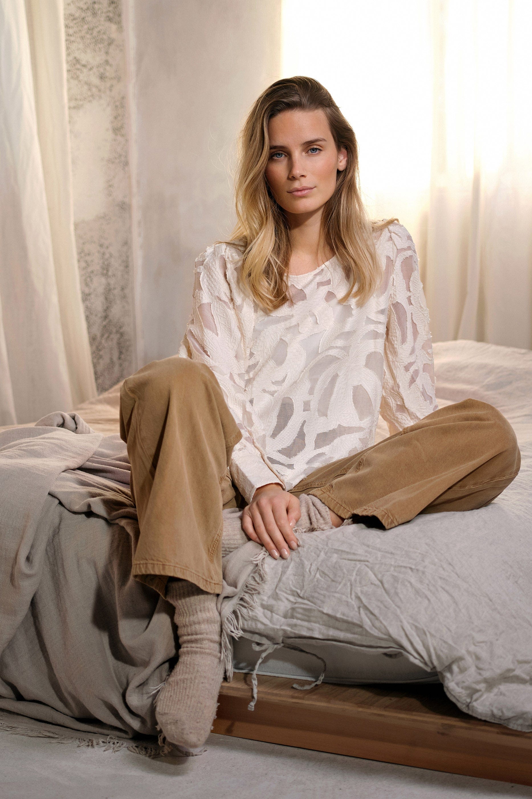 Ibi Jacquard Blouse - Cream - Image 3