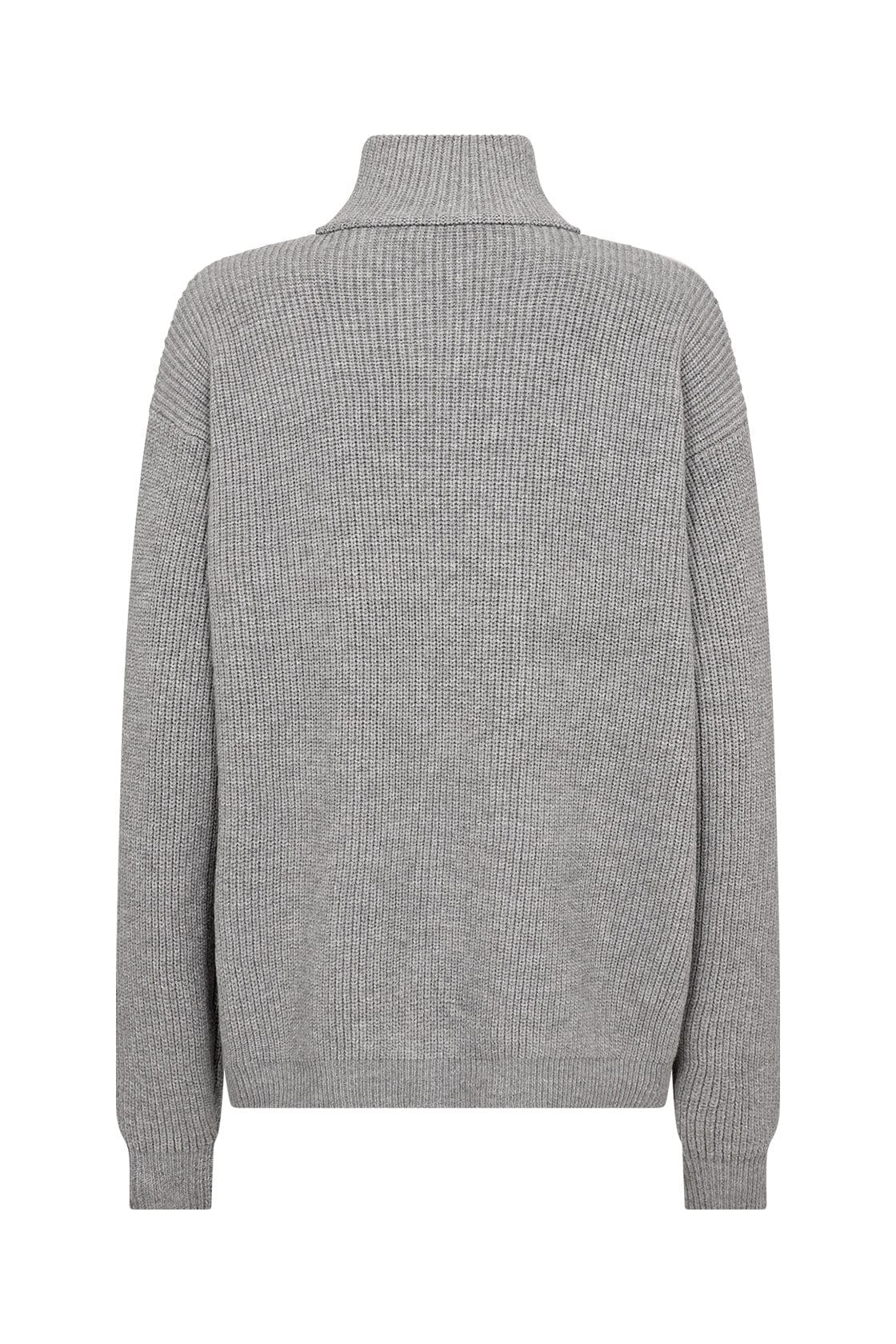 Ilia Quarter Zip Knitted Jumper - Mid Grey Melange - Image 8