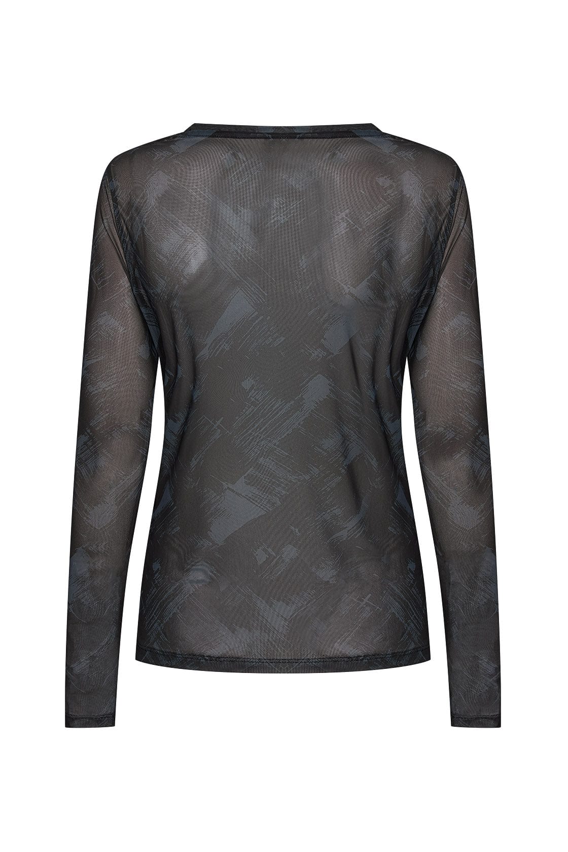 Iliane Printed Long Mesh Top - Iron Grey - Image 5