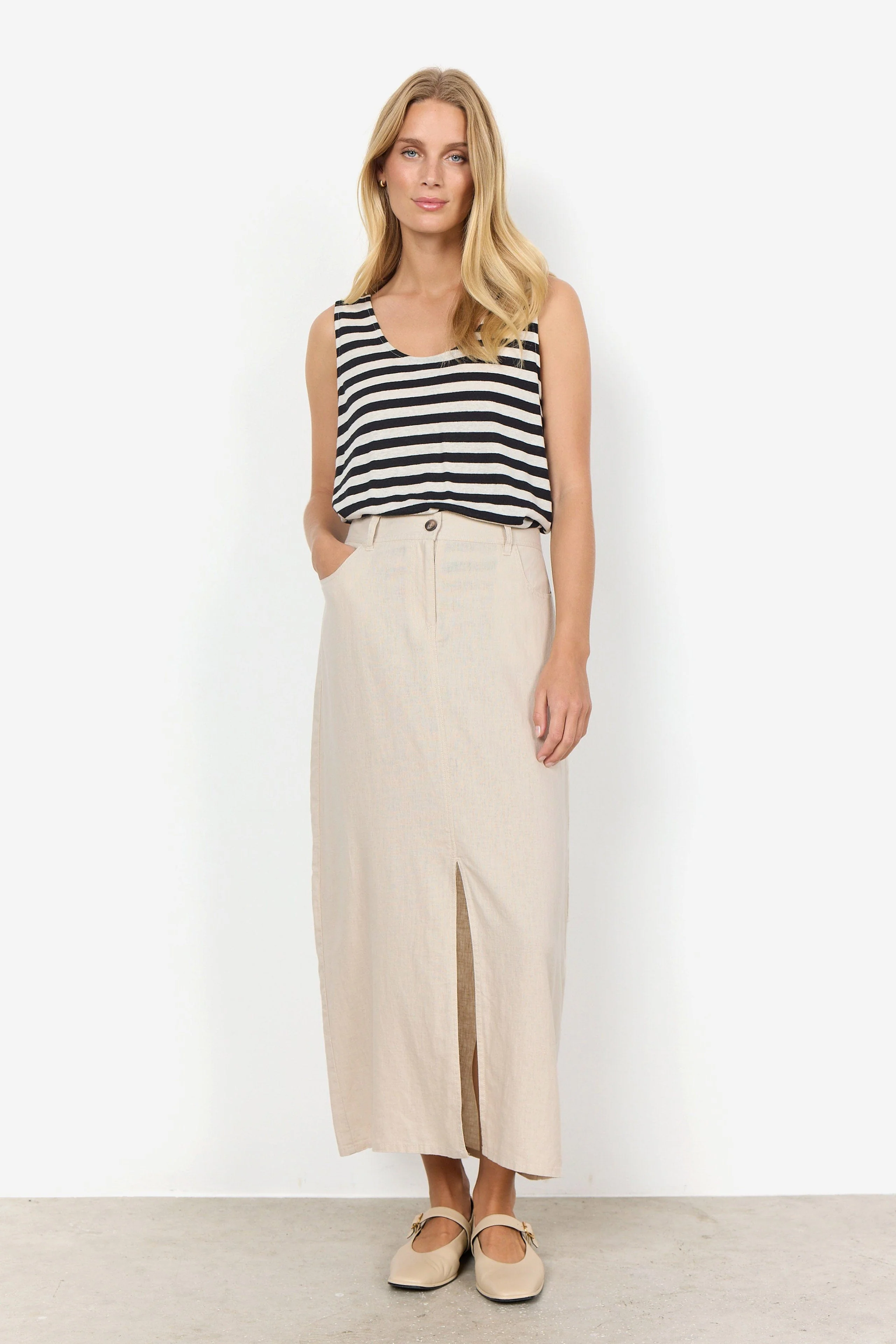 Ina Linen Blend Maxi Skirt - Sand - Image 2