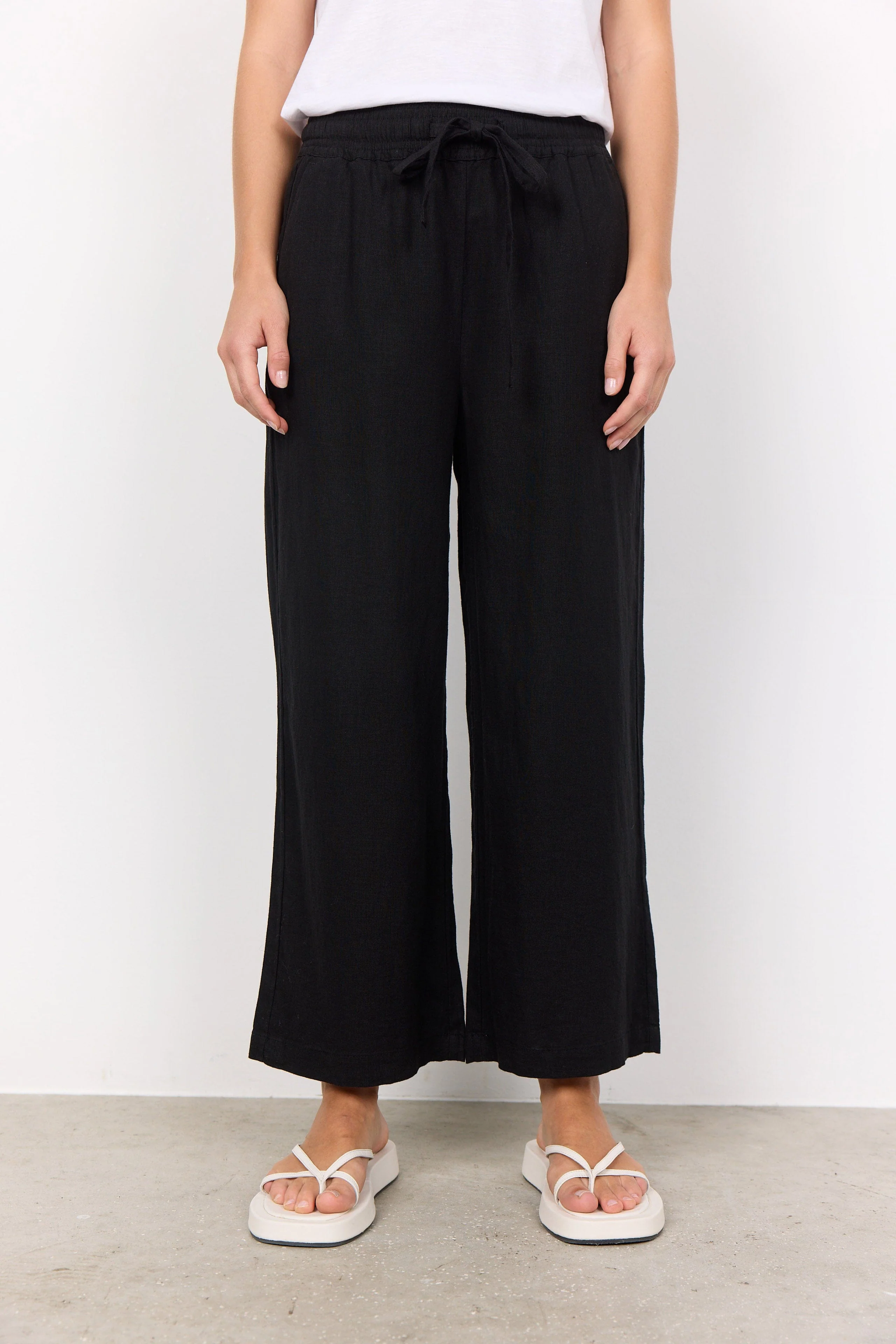 Ina Linen Blend Trousers - Black - Image 3