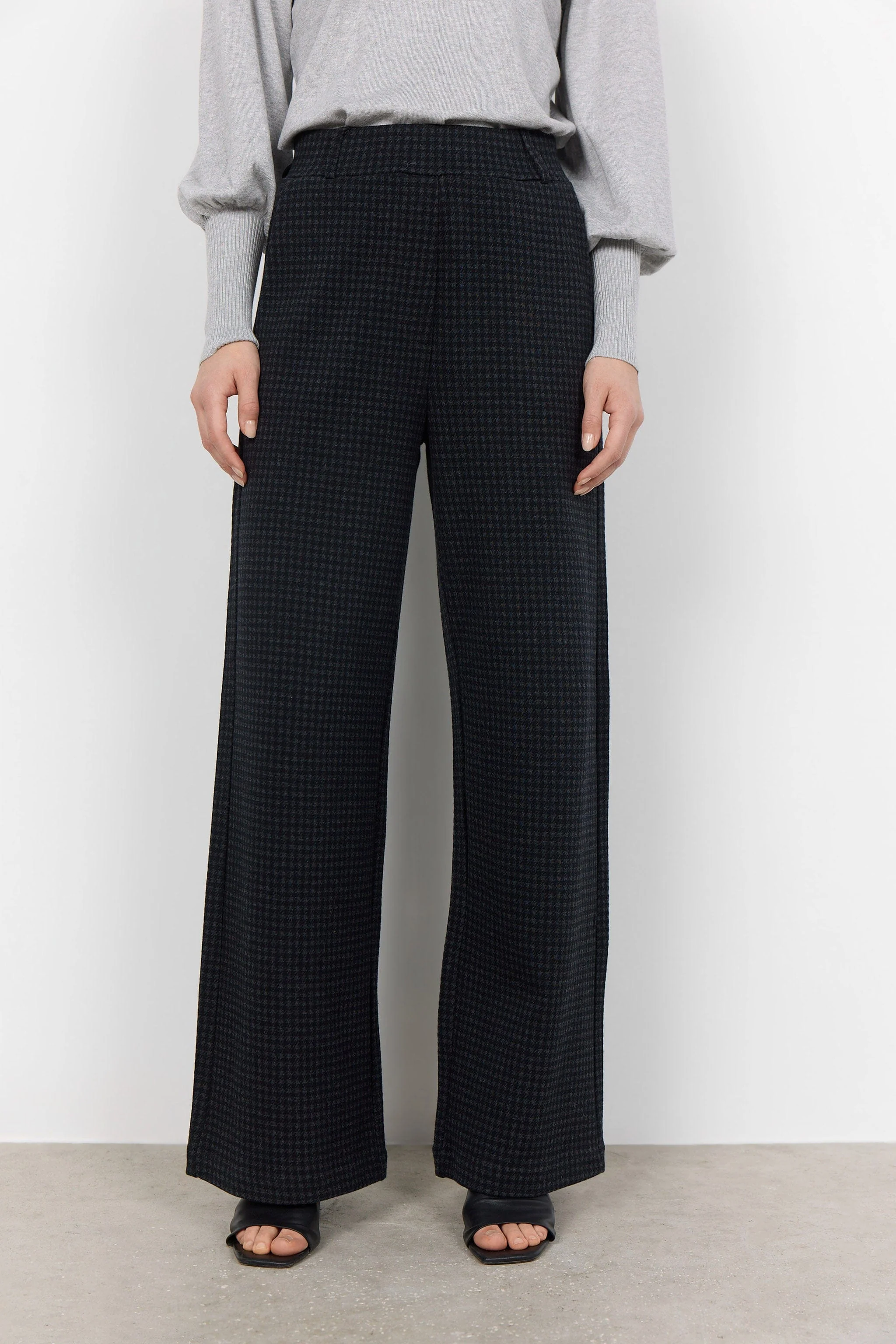 Isobel Dogtooth Jersey Trousers - Black Combi - Image 2
