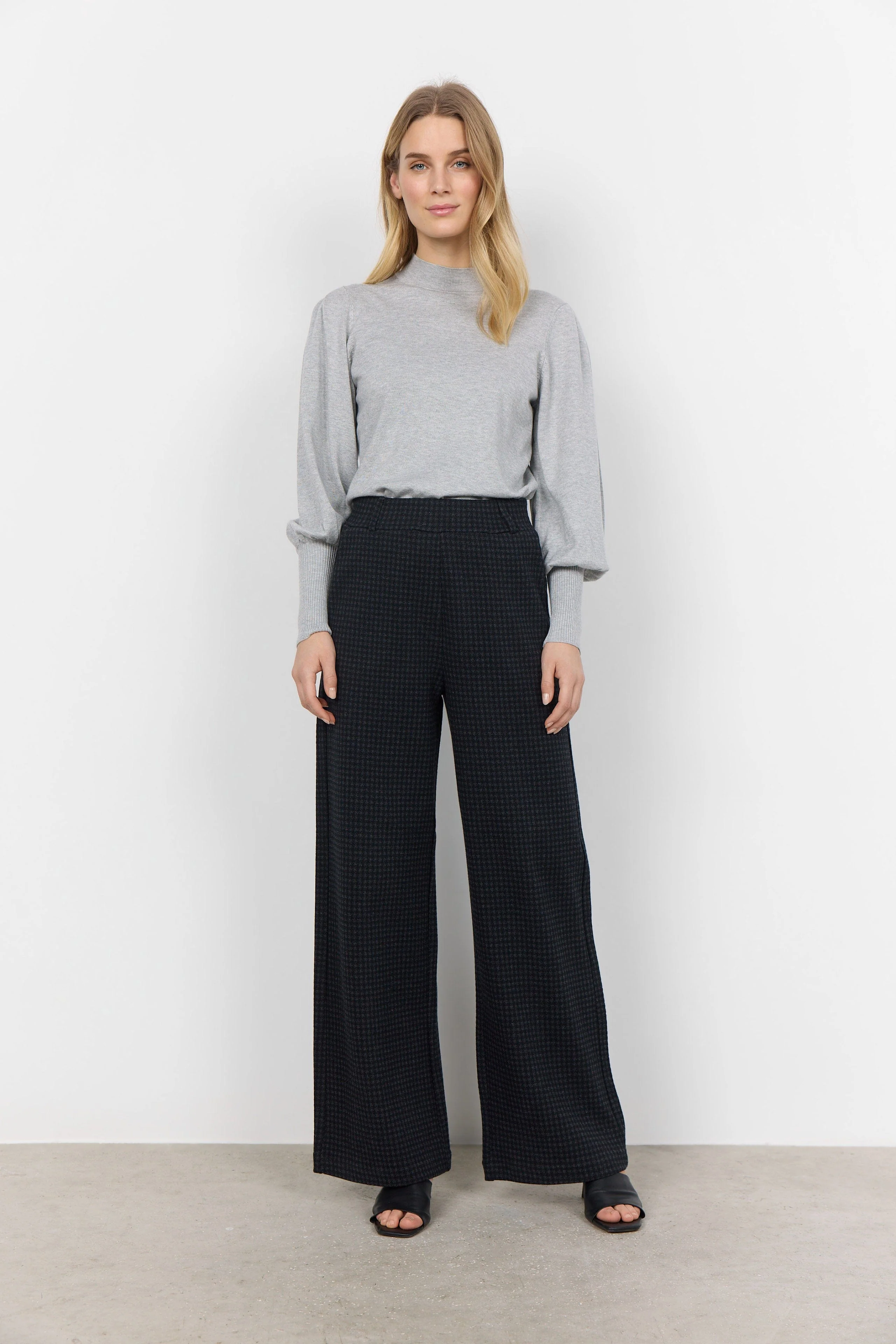 Isobel Dogtooth Jersey Trousers - Black Combi - Image 3