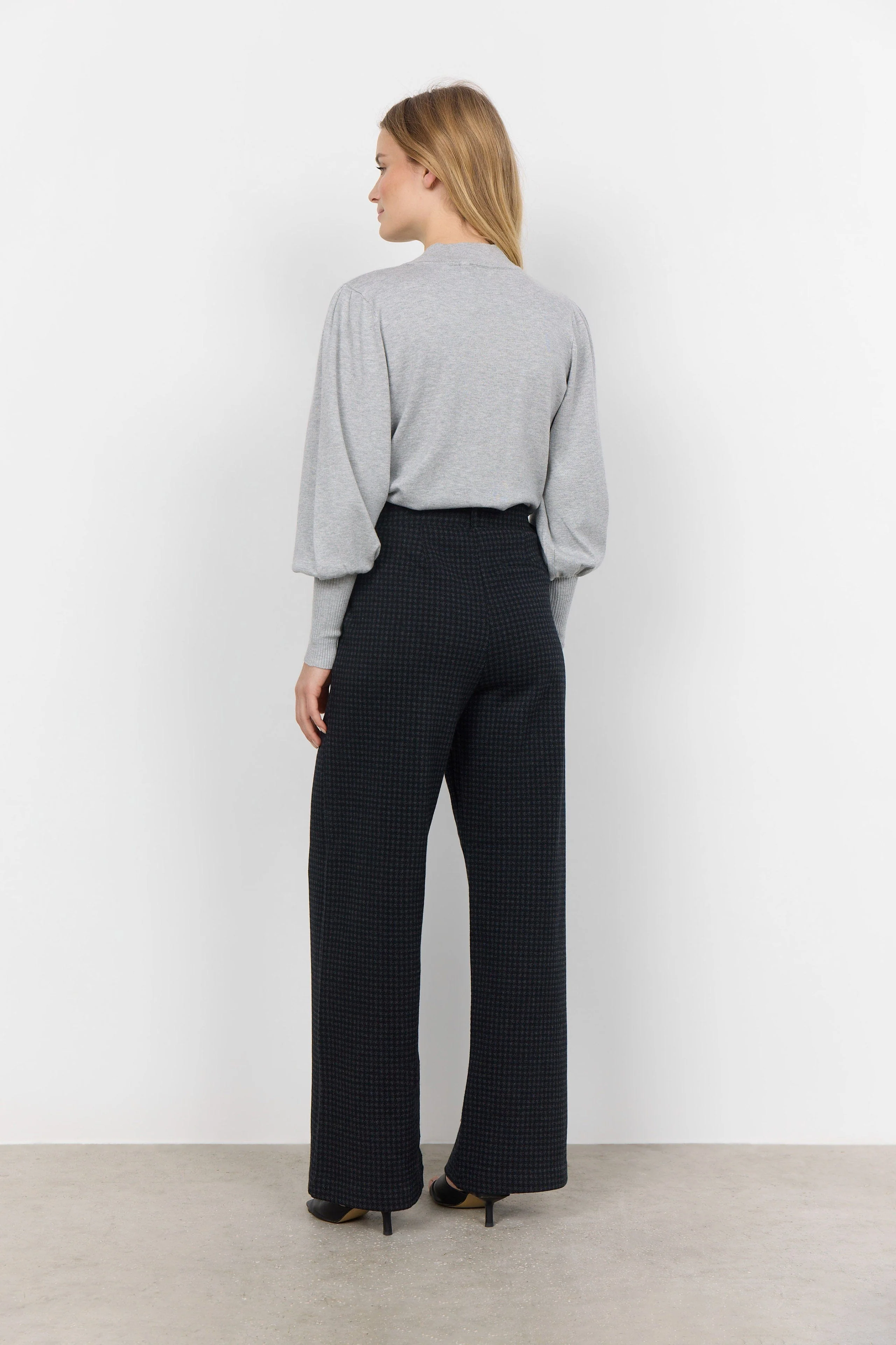 Isobel Dogtooth Jersey Trousers - Black Combi - Image 4