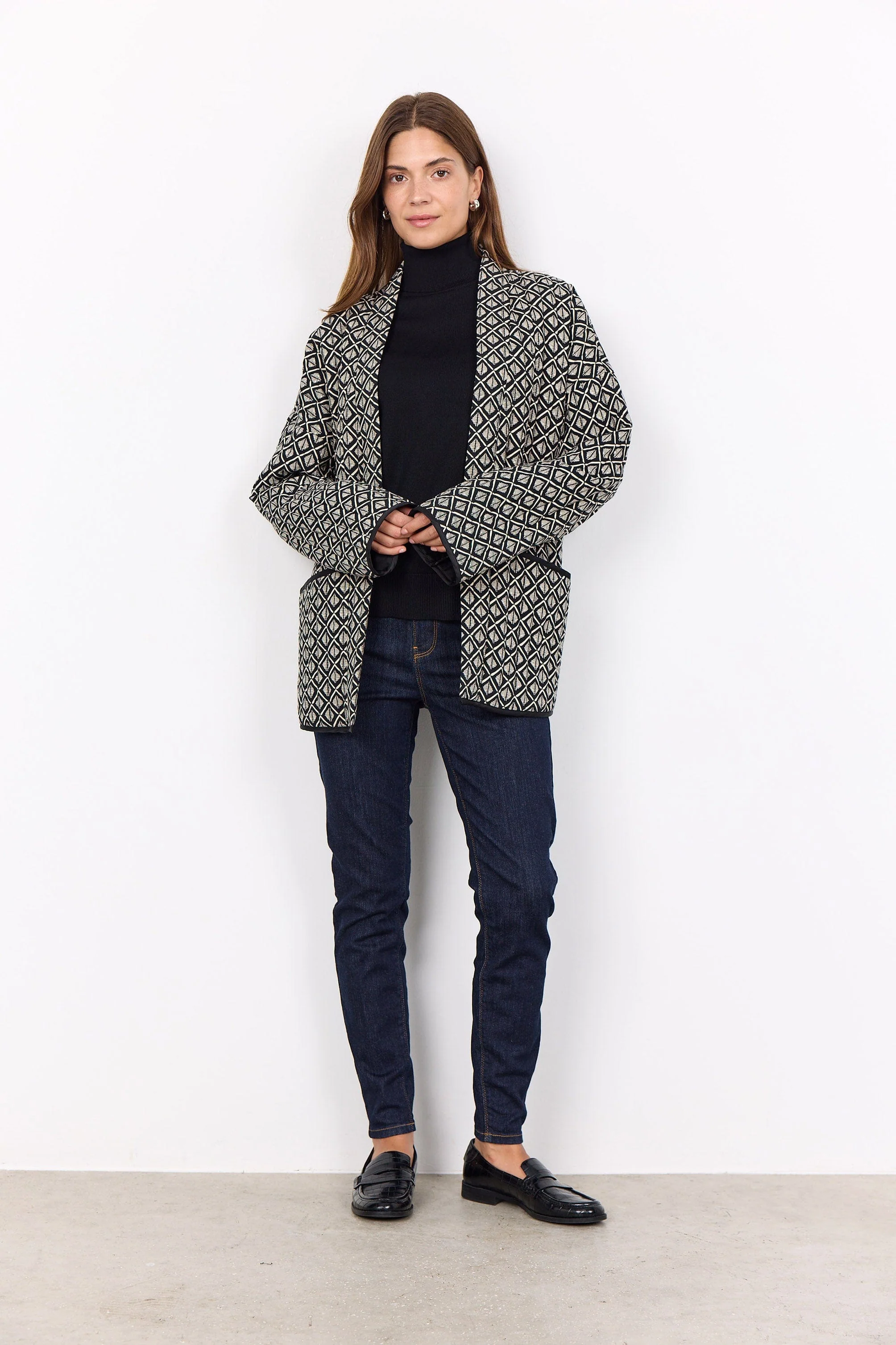 Isola Geometric Quilted Jacket - Black Combi - Image 3