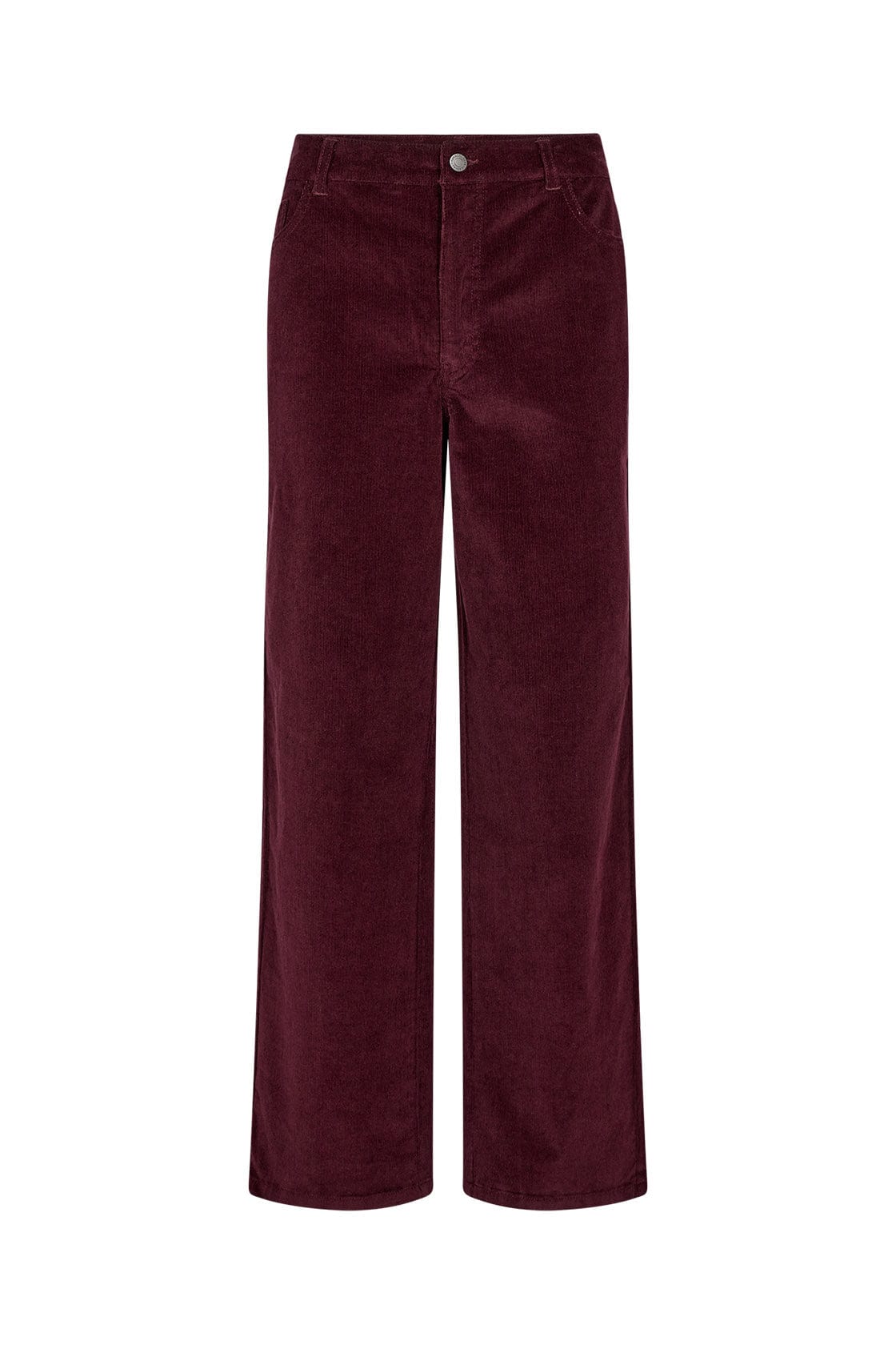 Ivalou Straight Leg Needlecord Trousers - Wine