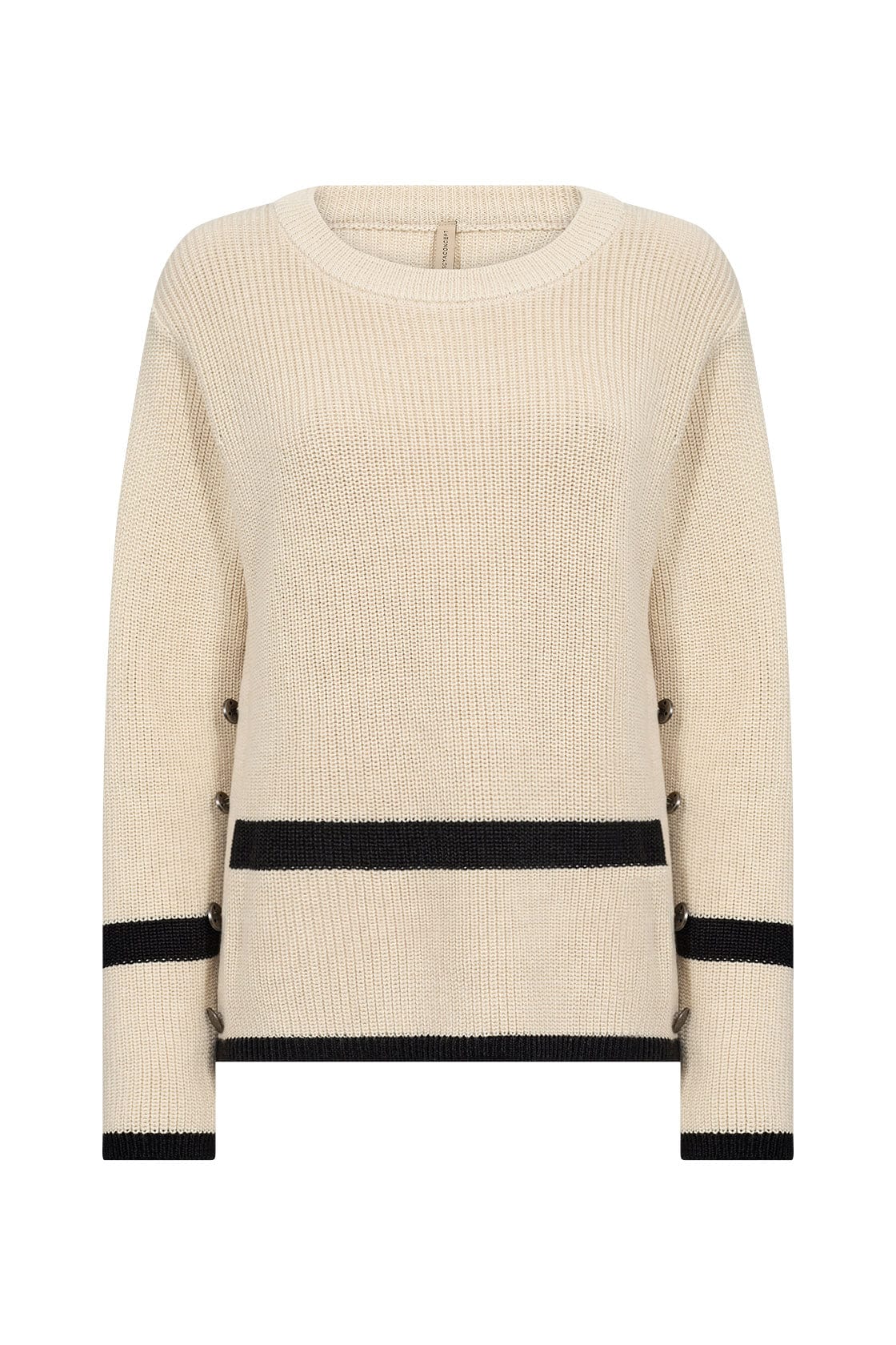 Julia Contrast Detail Knitted Jumper - Cream Combi