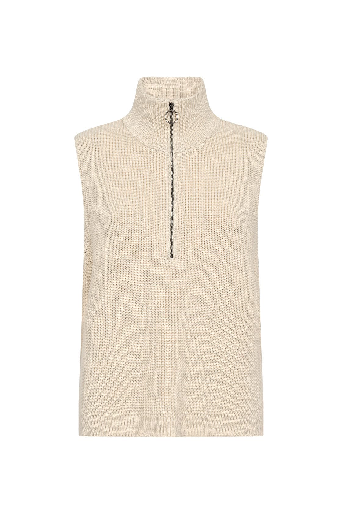 Julia Quarter Zip Sleeveless Jumper - Sand