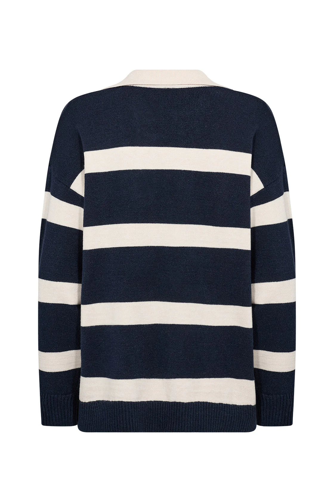 Kanita Stripe Knitted Collared Jumper - Navy Melange Combi - Image 6