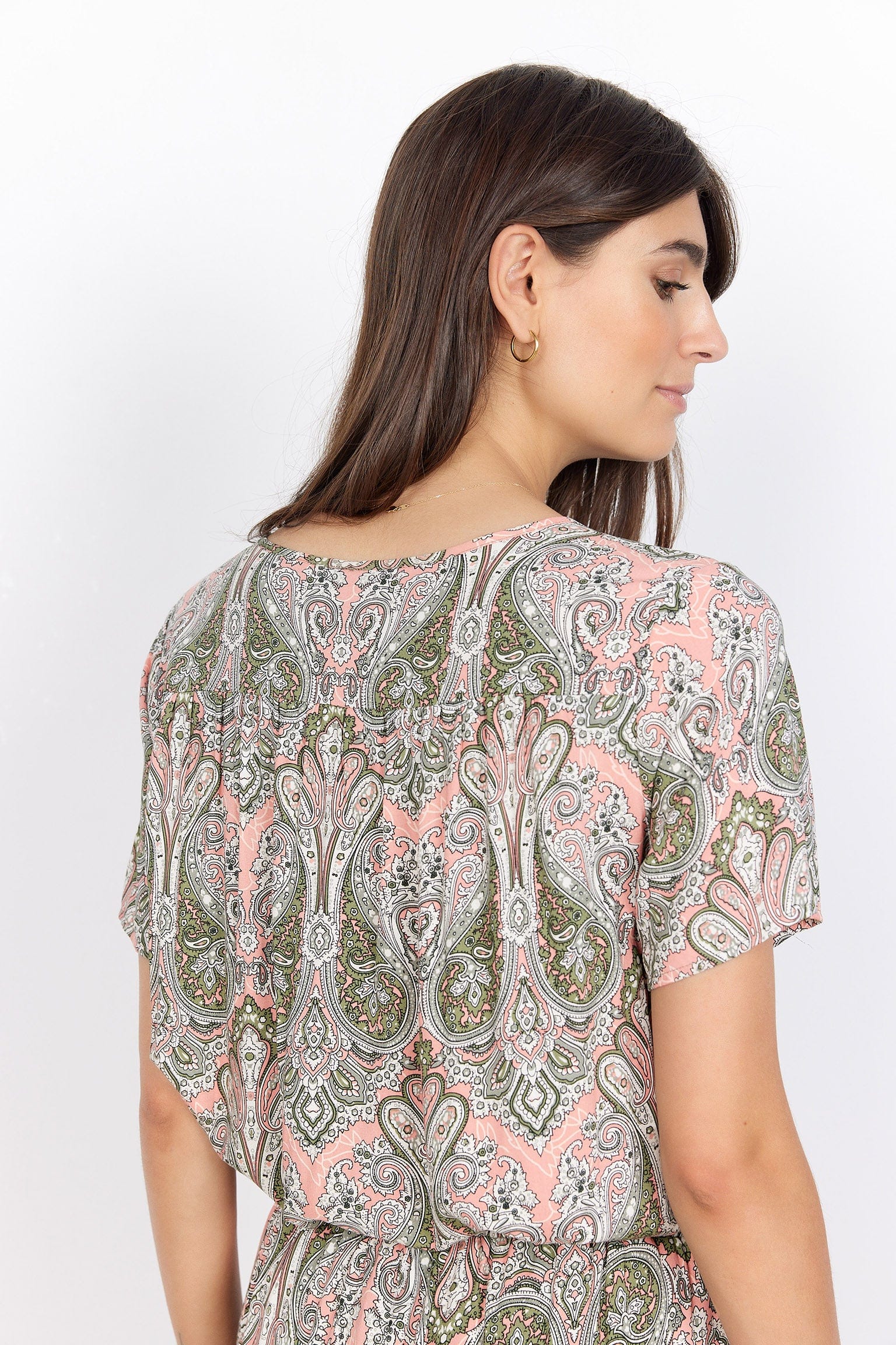 Kija Printed Short Sleeve Blouse - Coral Haze Combi - Image 4