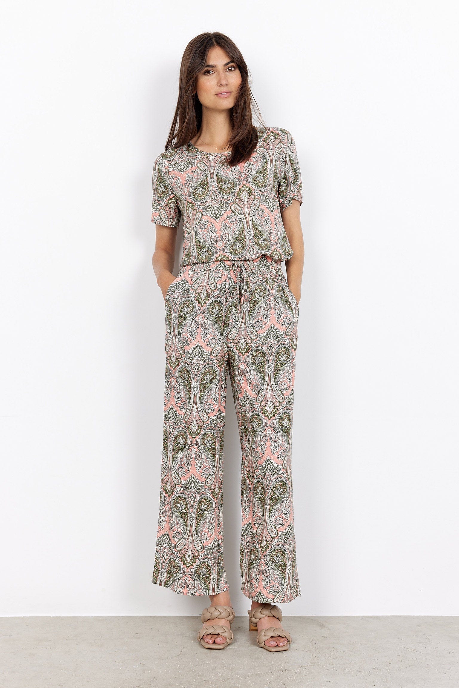 Kija Printed Short Sleeve Blouse - Coral Haze Combi - Image 6