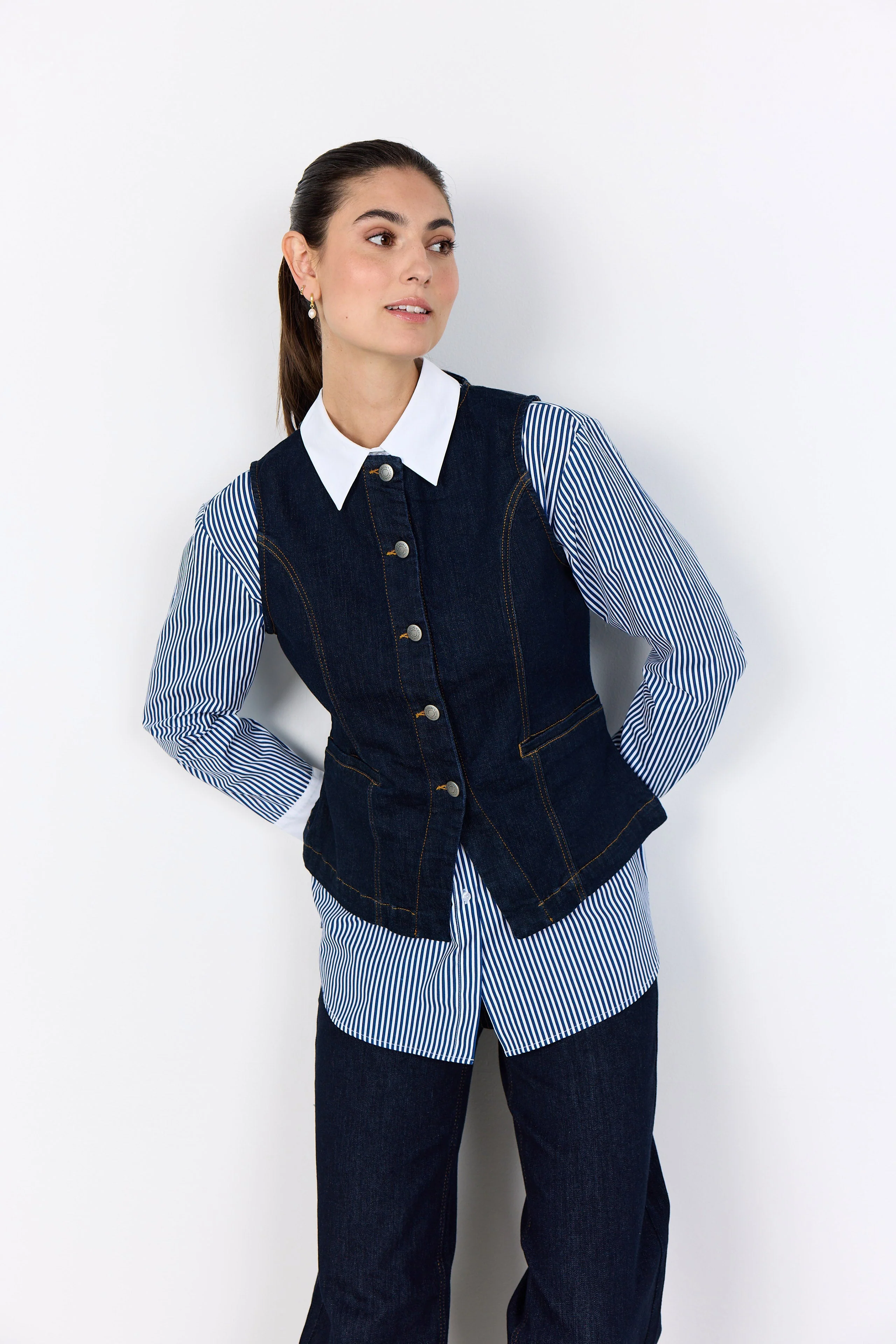 Kimberly Waistcoat - Raw Blue Denim - Image 2