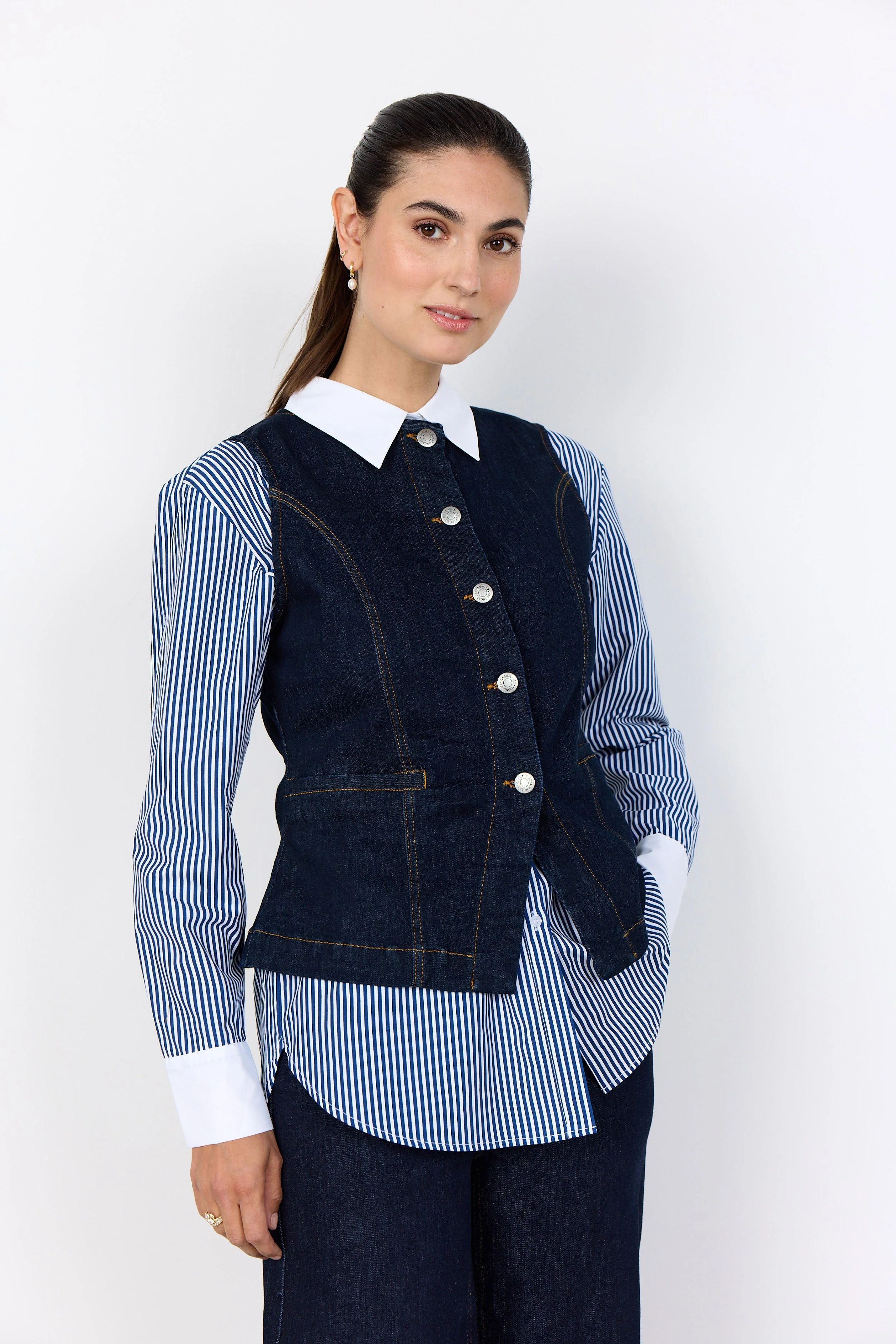 Kimberly Waistcoat - Raw Blue Denim - Image 3