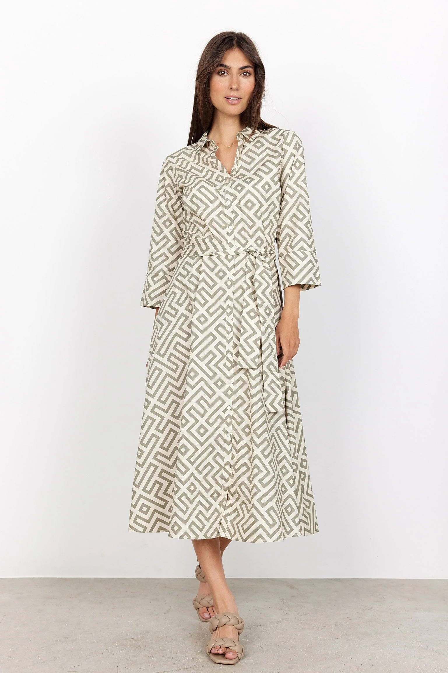 Kirsty Dress - Dusky Green Combi - Image 2