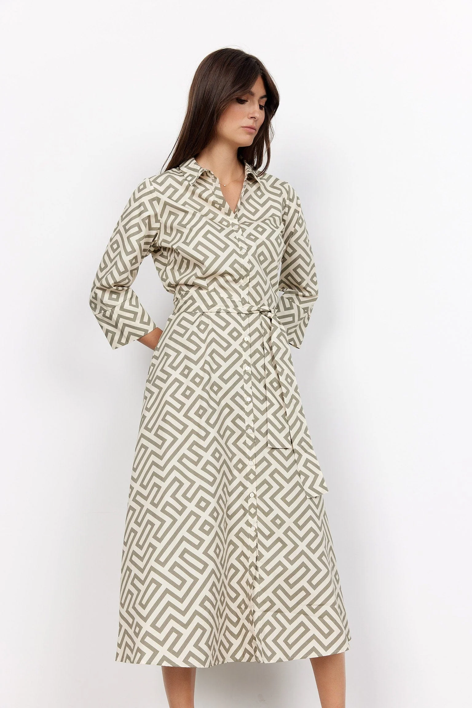 Kirsty Dress - Dusky Green Combi - Image 3