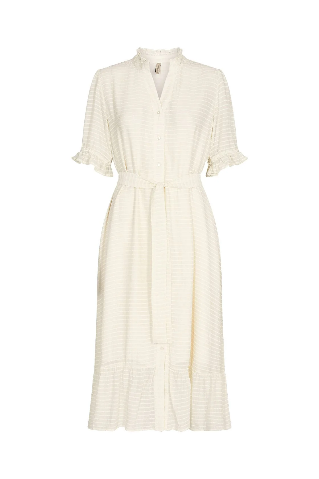Lara Self Stripe Midi Dress - Cream