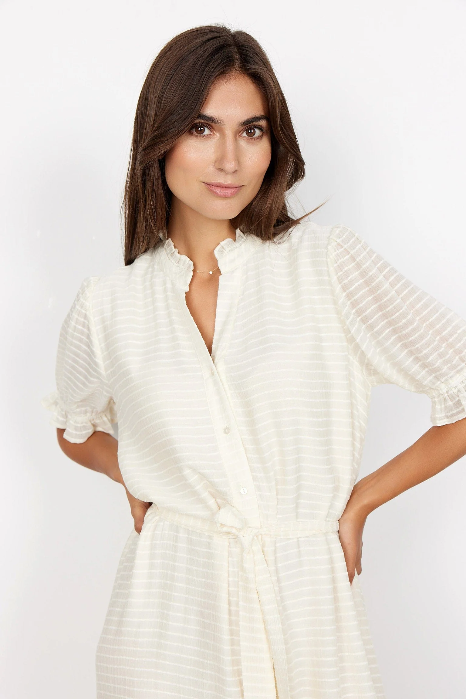 Lara Self Stripe Midi Dress - Cream - Image 4