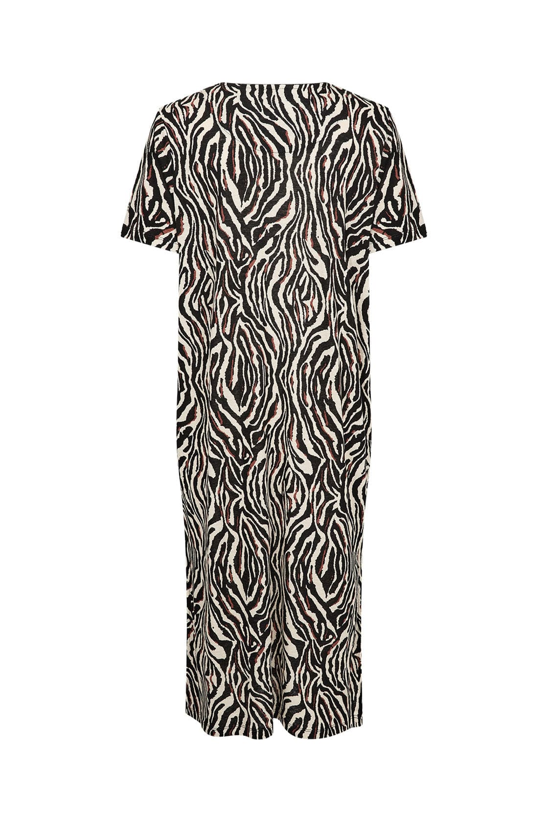 Lenise Animal Print Linen Blend Short Sleeve Dress - Black Combi - Image 5