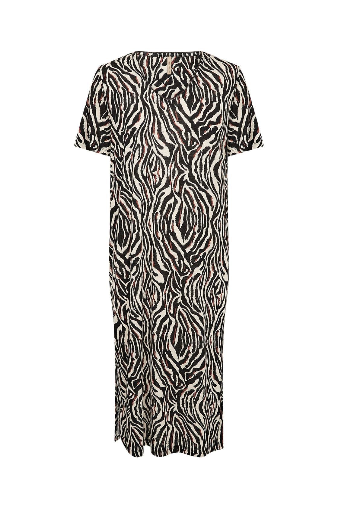 Lenise Animal Print Linen Blend Short Sleeve Dress - Black Combi - Image 6