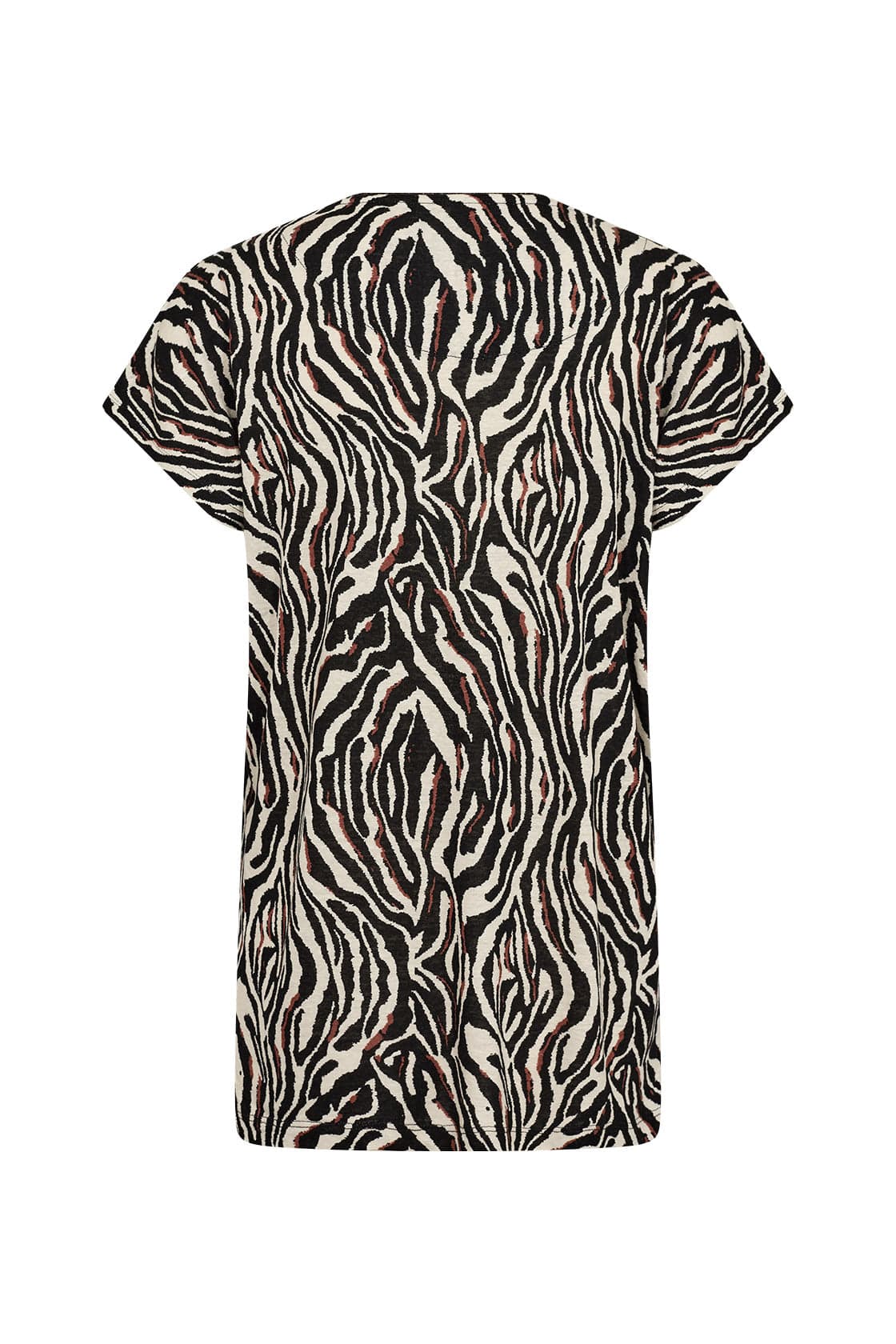 Lenise Animal Print Linen Blend T-Shirt - Black Combi - Image 5