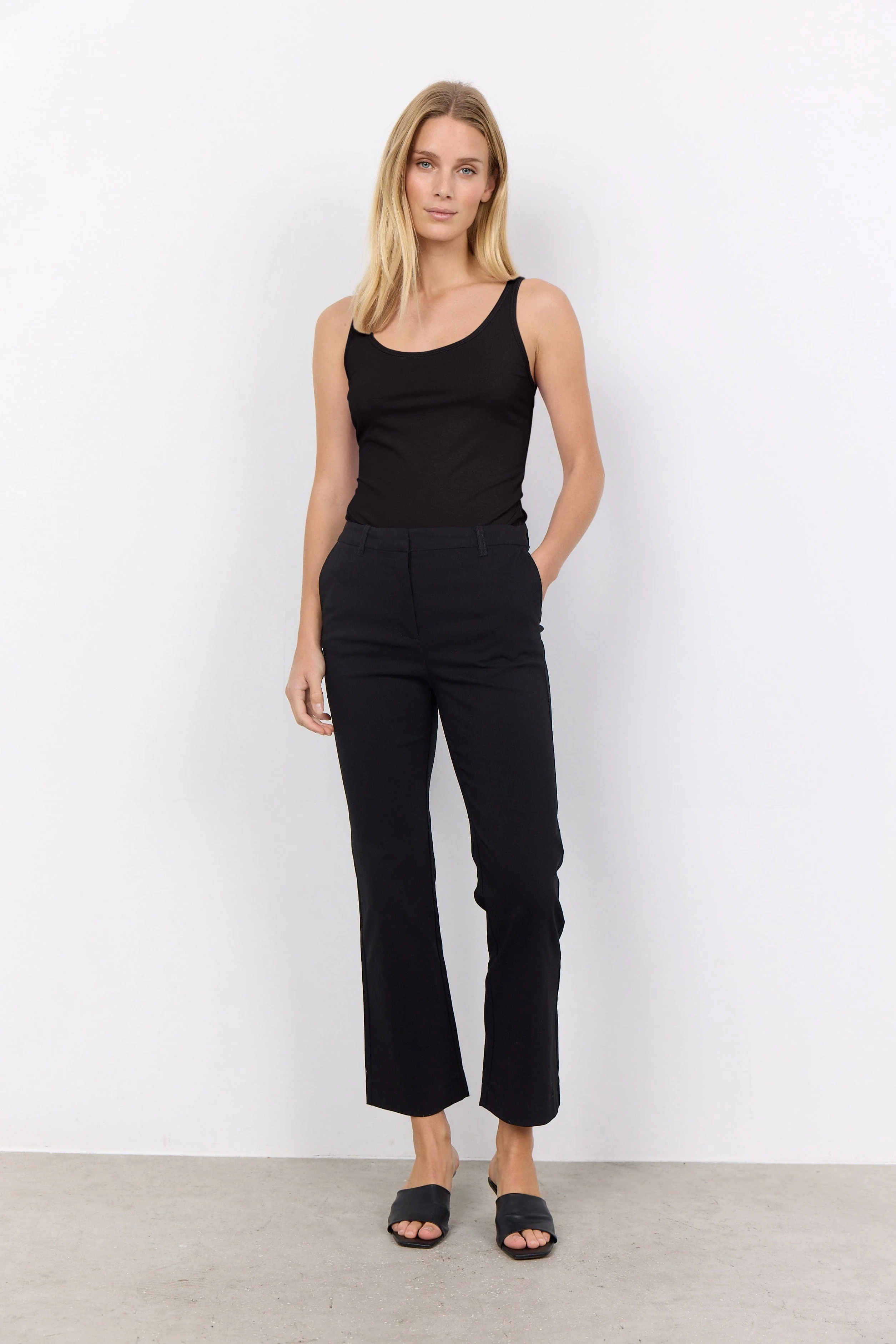 Lilly Cropped Flared Trousers - Black - Image 3