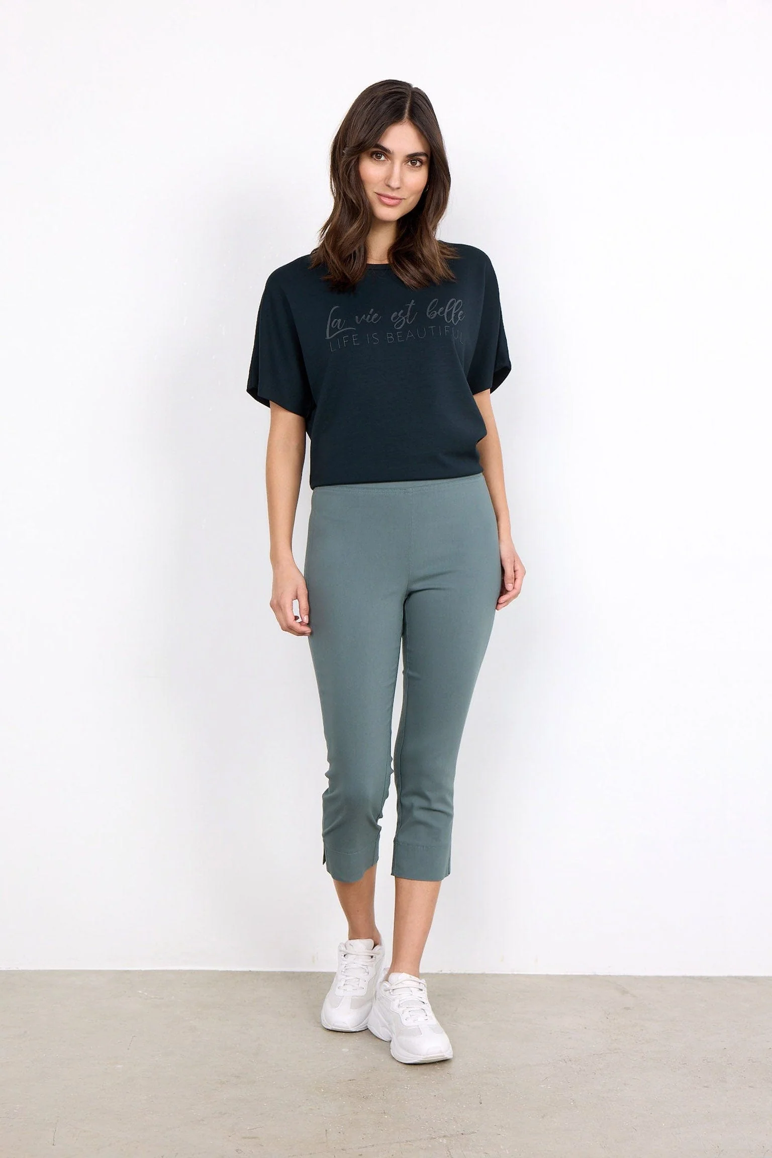 Lily Cropped Trousers - Shadow Green - Image 2