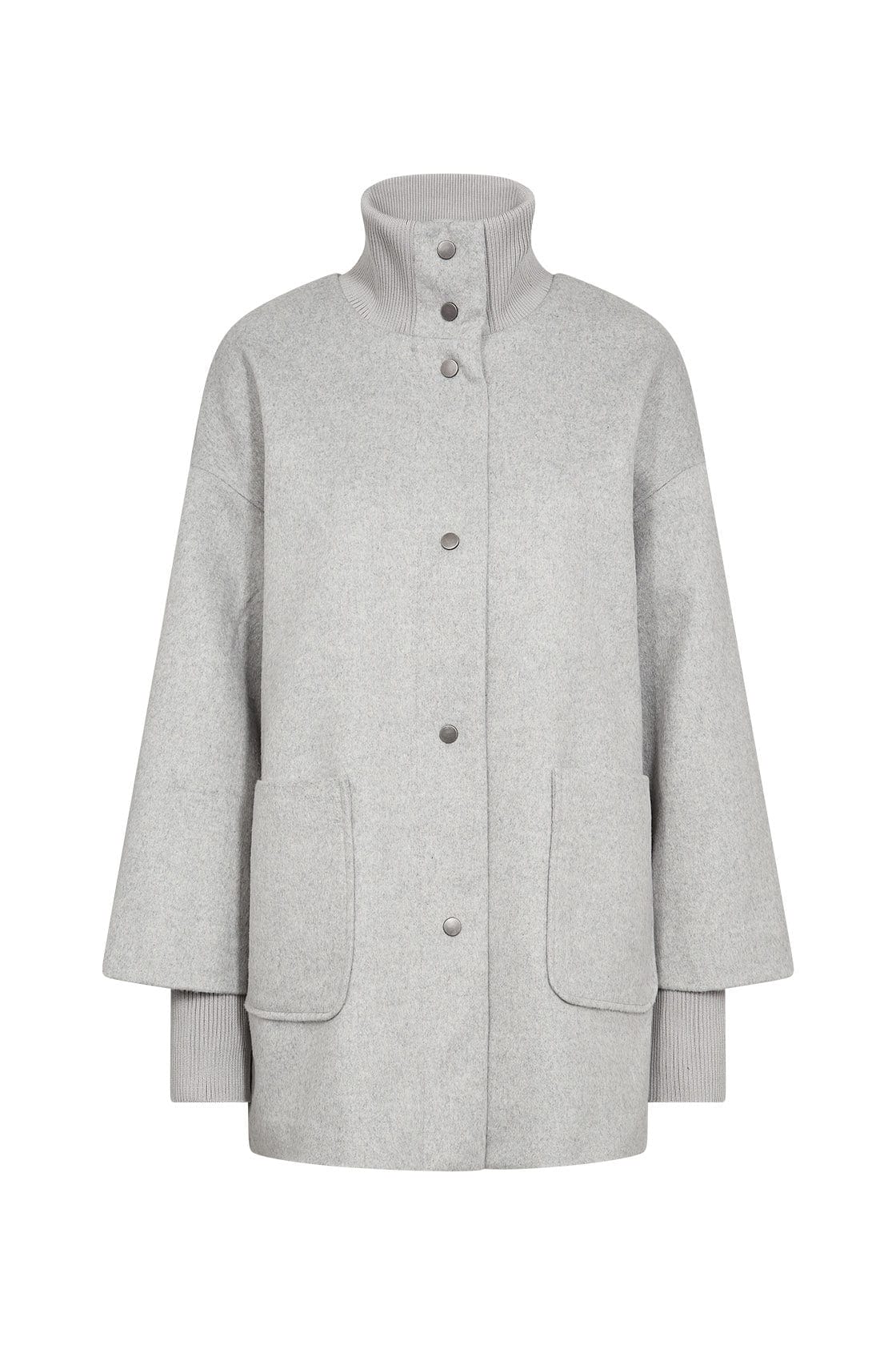 Madelon Longline Wool Blend Jacket - Light Grey Melange