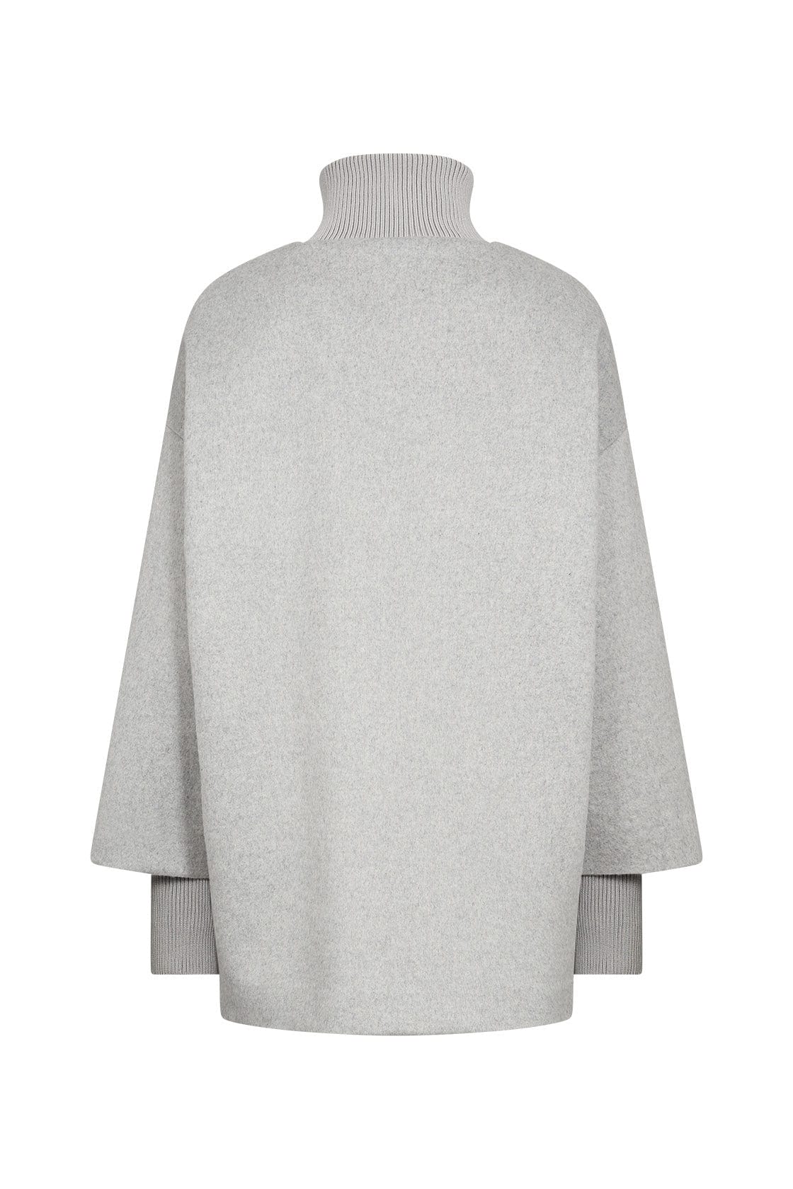 Madelon Longline Wool Blend Jacket - Light Grey Melange - Image 6