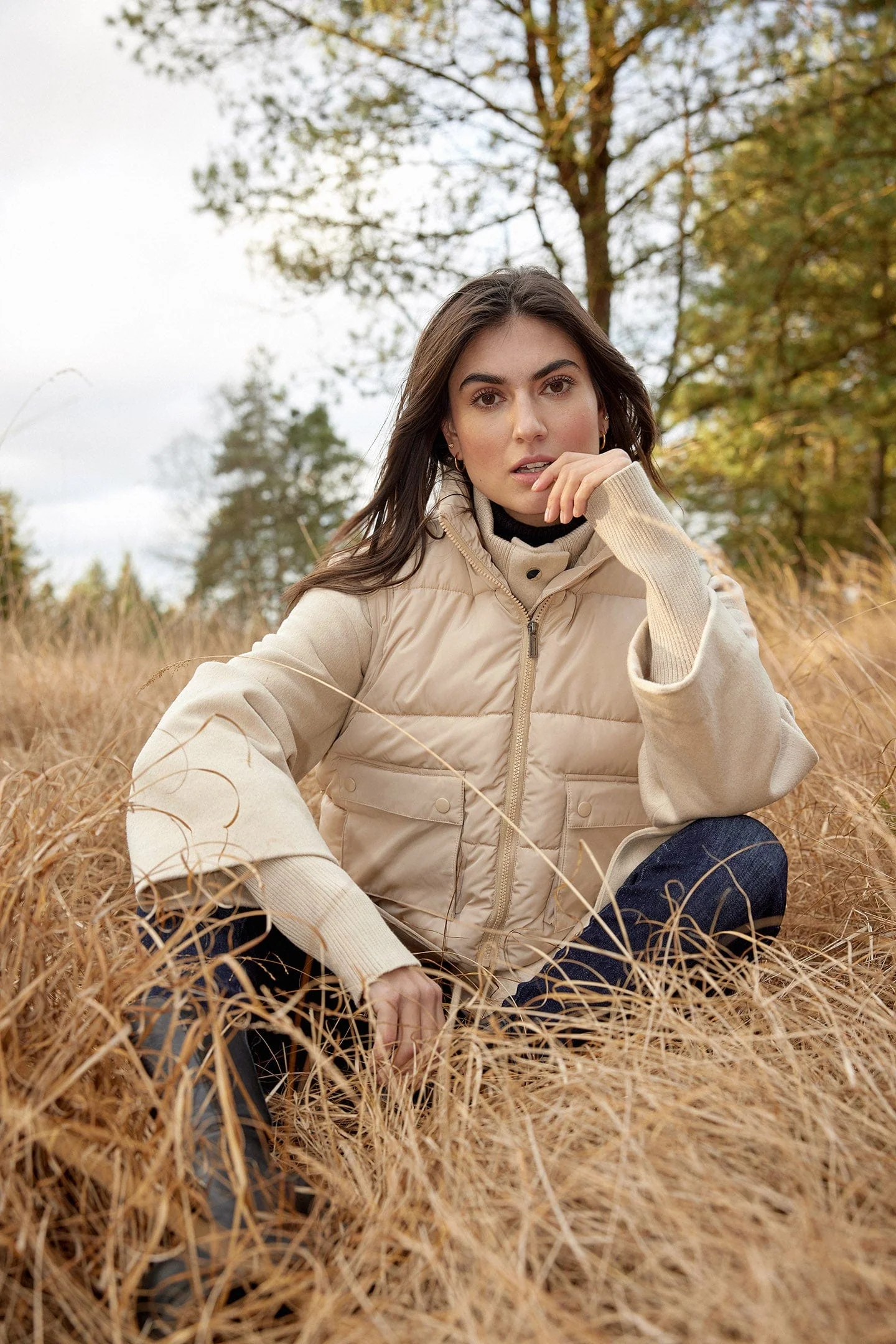 Madelon Longline Wool Blend Jacket - Sand - Image 3