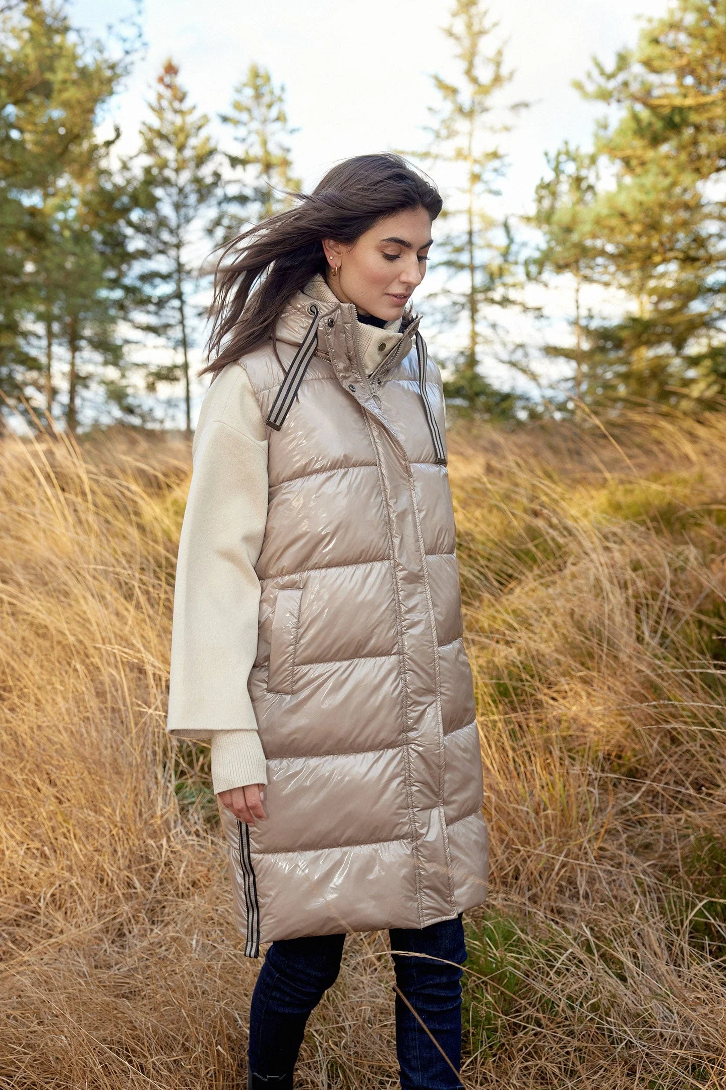Madelon Longline Wool Blend Jacket - Sand - Image 4