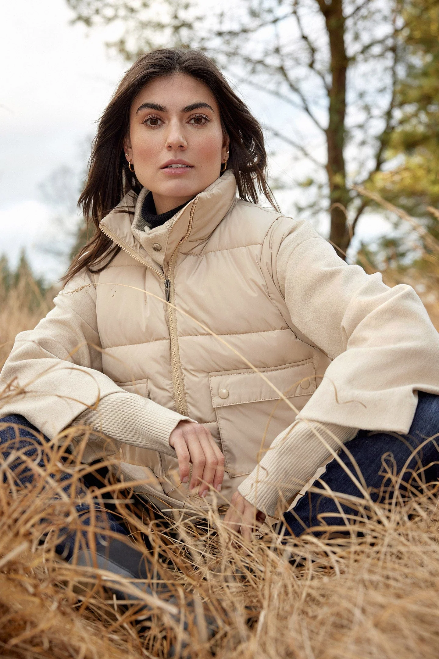 Madelon Longline Wool Blend Jacket - Sand - Image 5