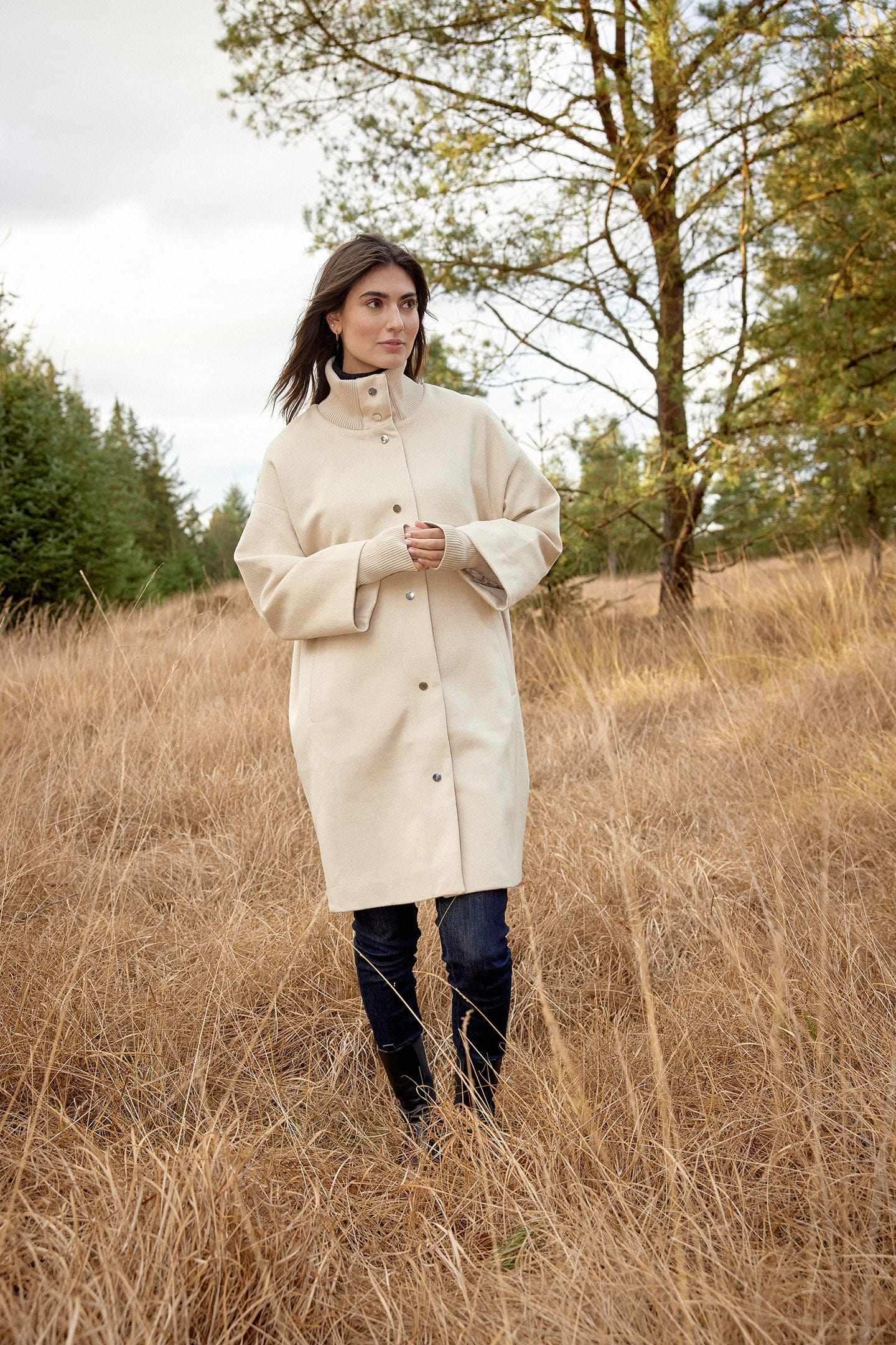 Madelon Longline Wool Blend Jacket - Sand - Image 6